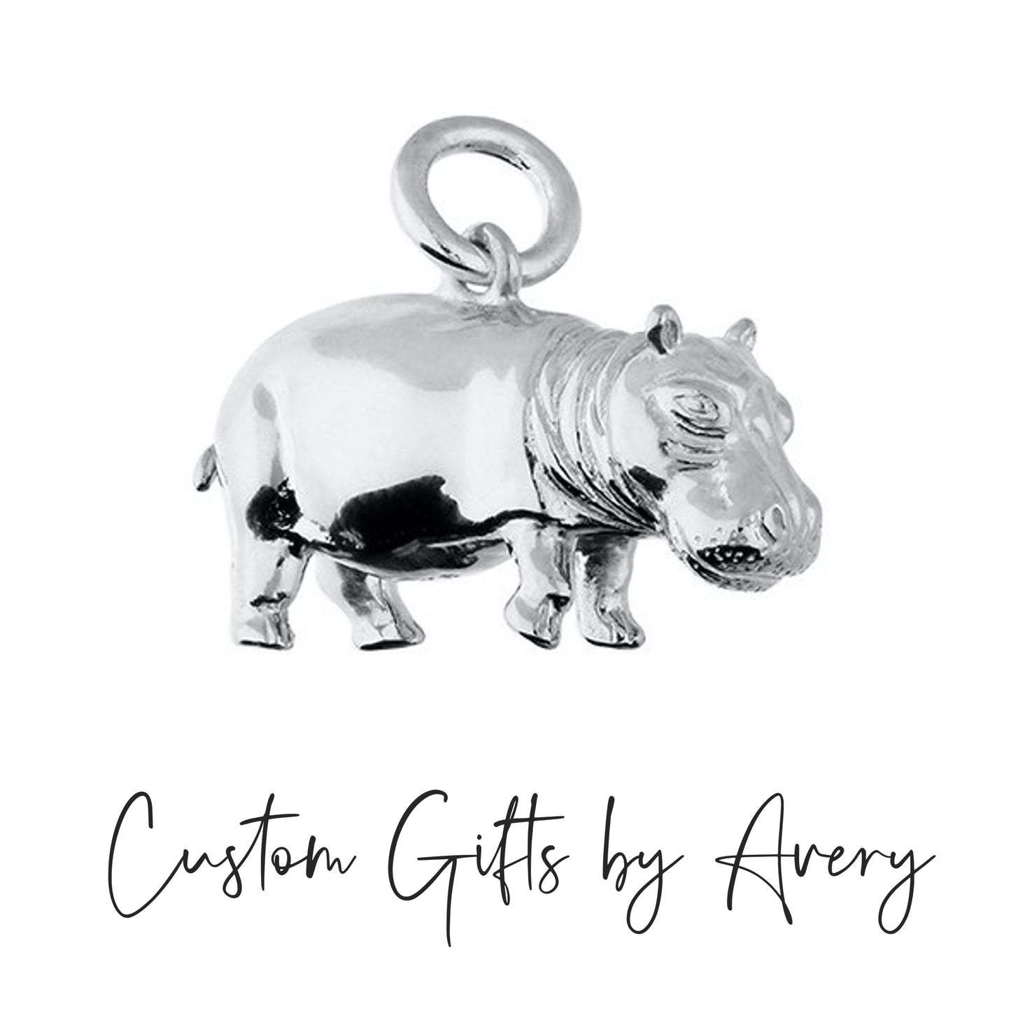 3D Sterling Silver Hippopotamus Necklace