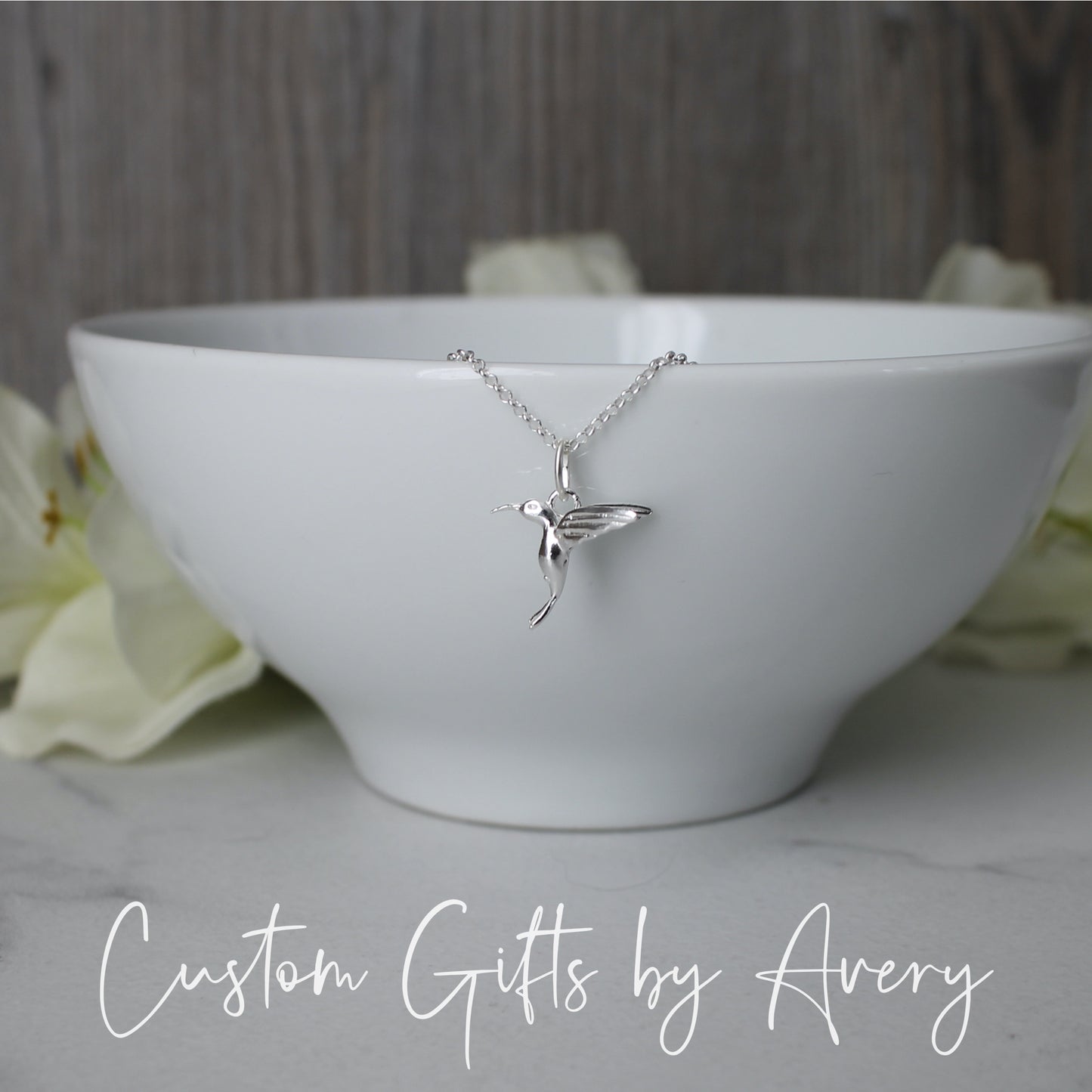 Sterling Silver or Gold Hummingbird Necklace