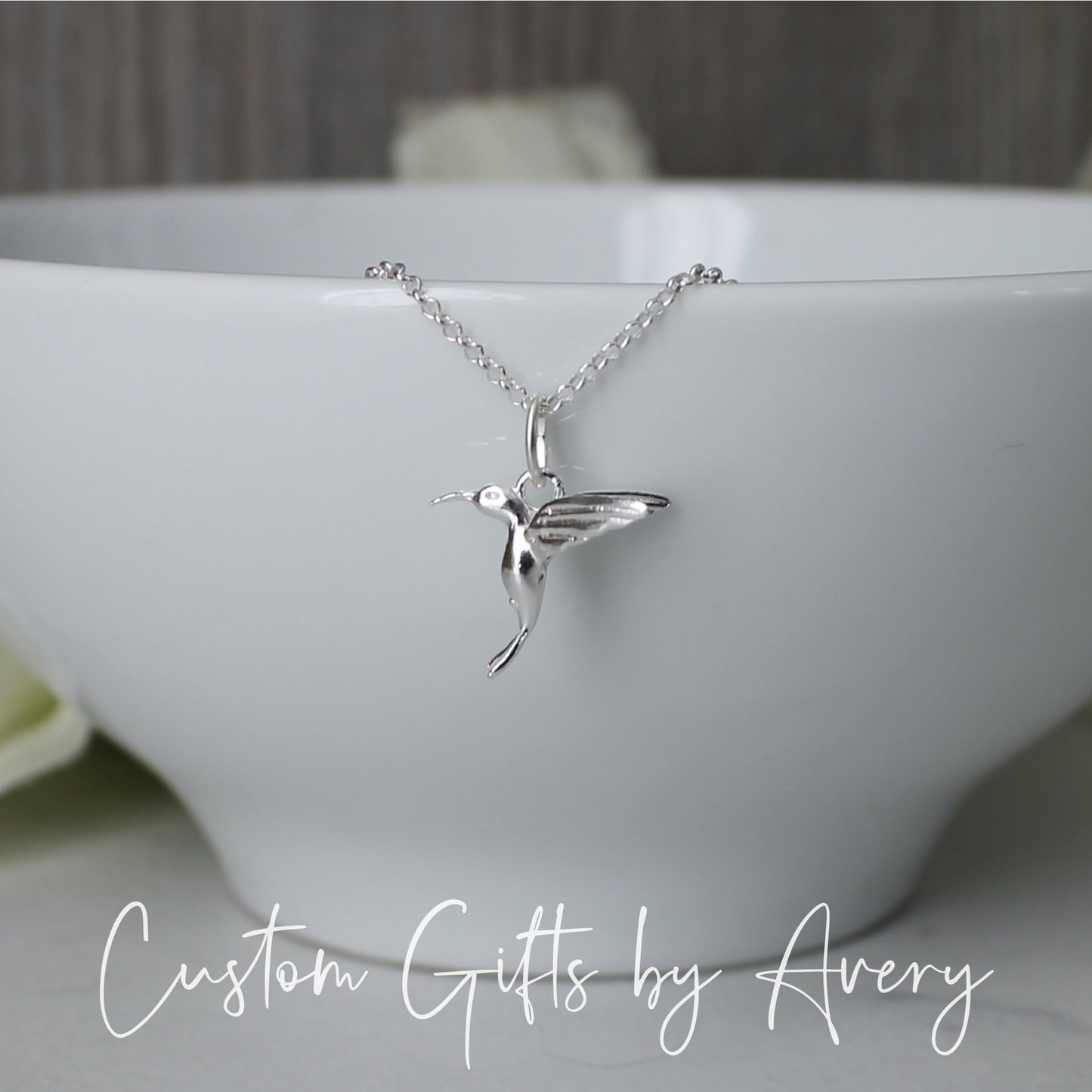 Sterling Silver or Gold Hummingbird Necklace