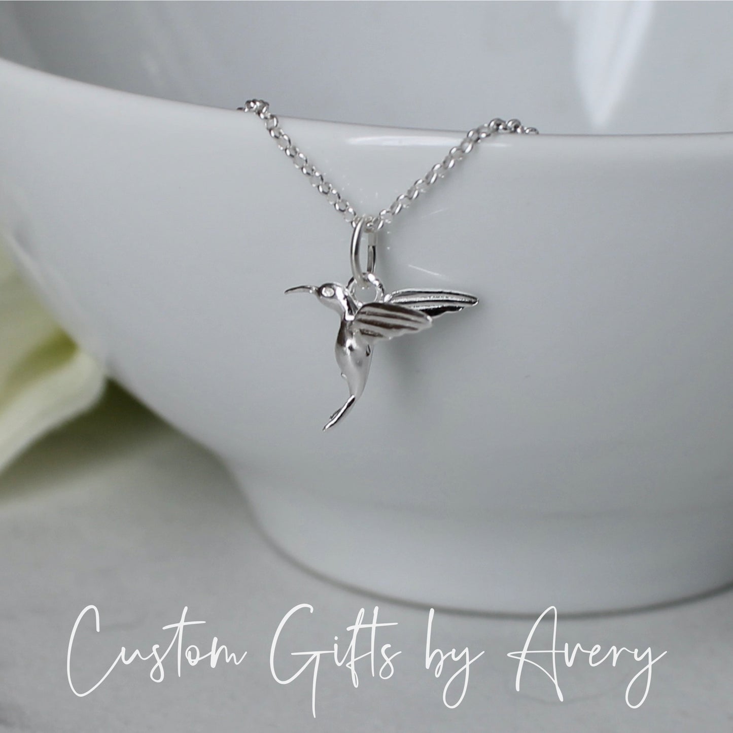 Sterling Silver or Gold Hummingbird Necklace