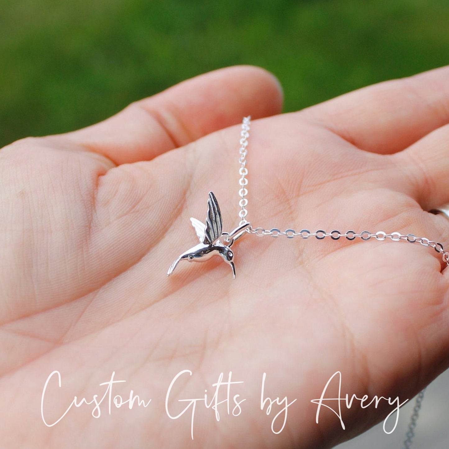 Sterling Silver or Gold Hummingbird Necklace