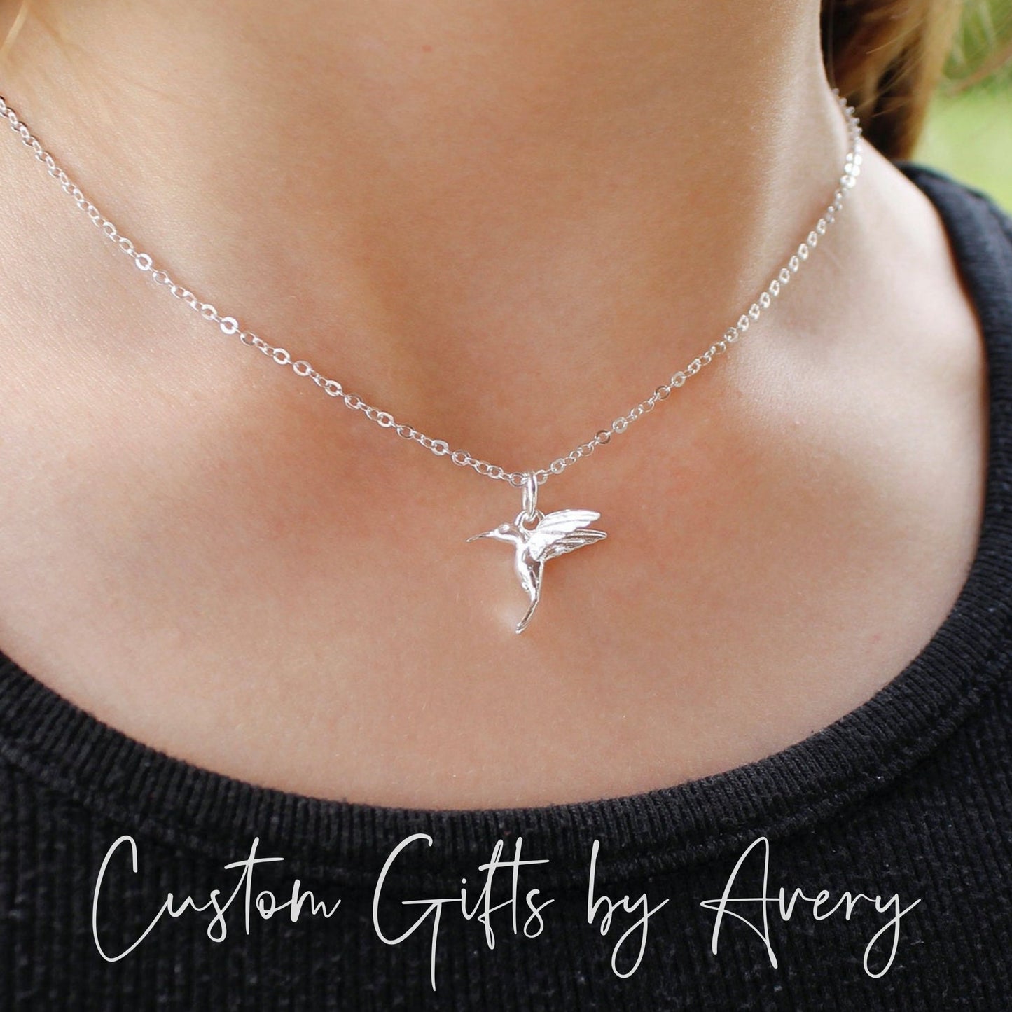 Sterling Silver or Gold Hummingbird Necklace