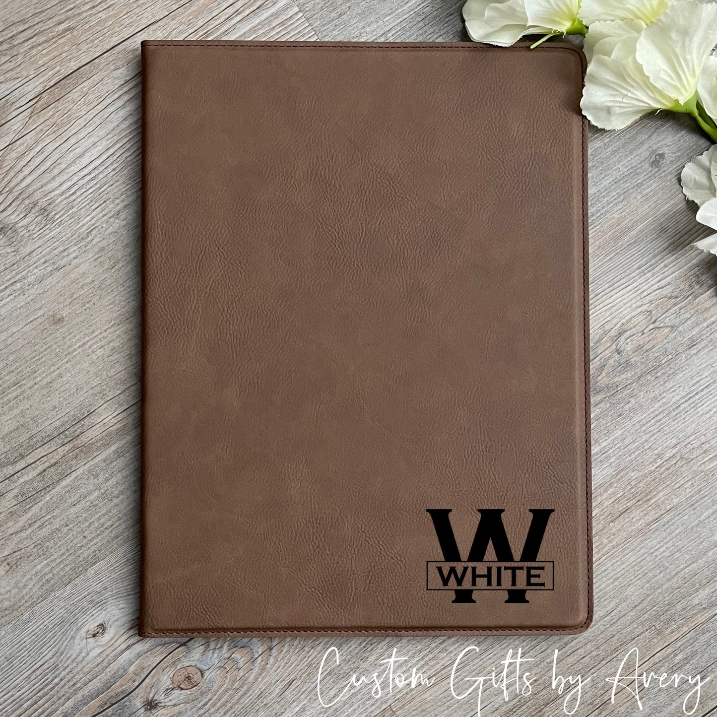 Personalized Leatherette Portfolio - Monogram