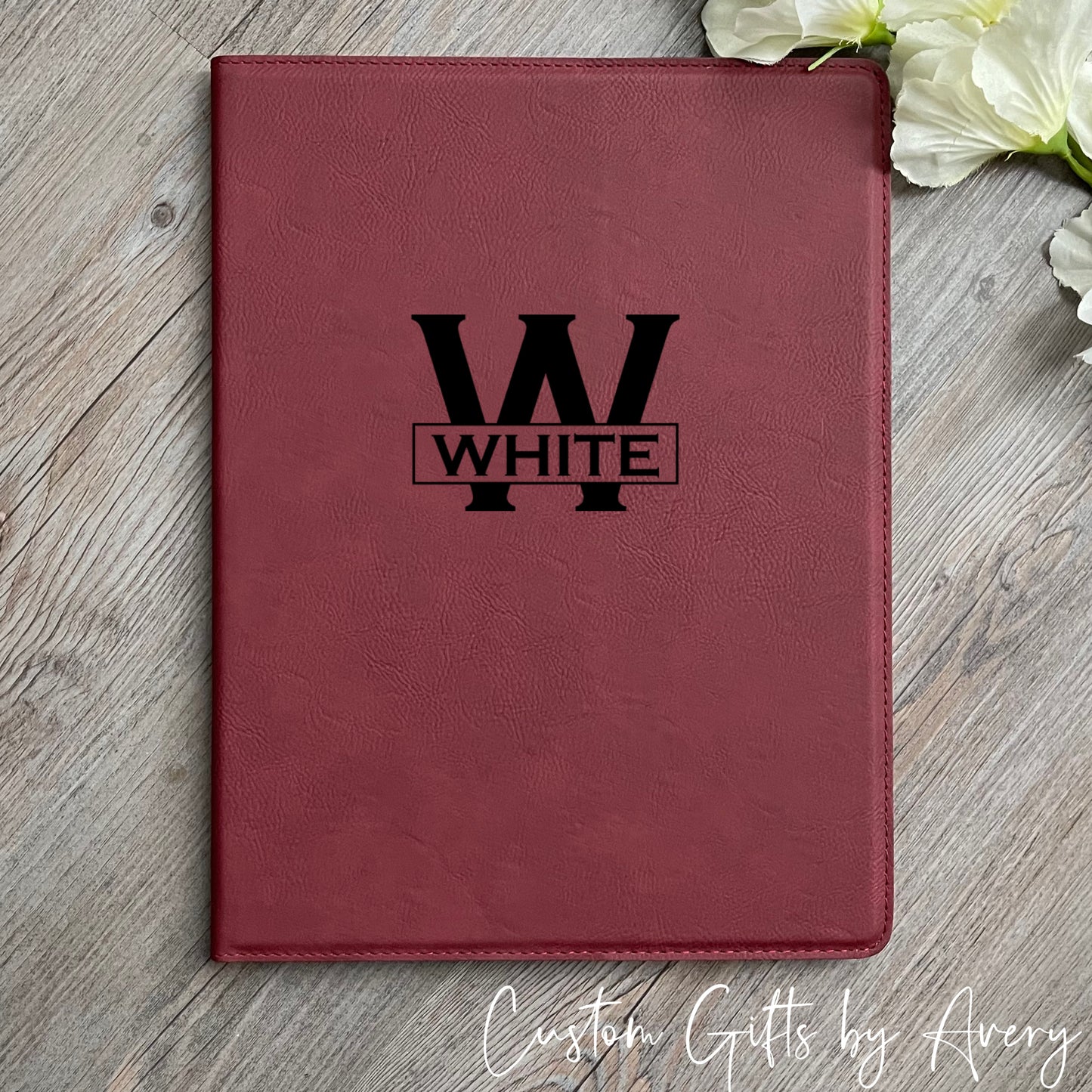 Personalized Leatherette Portfolio - Monogram