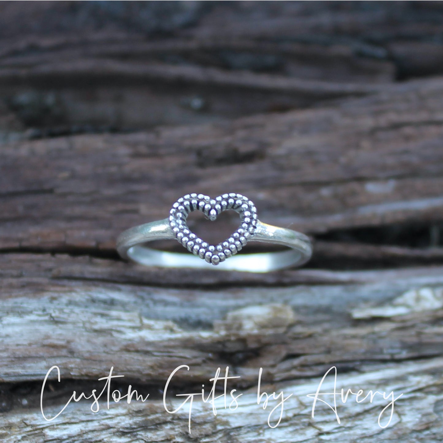 Tiny Sterling Silver Bali Open Heart Ring