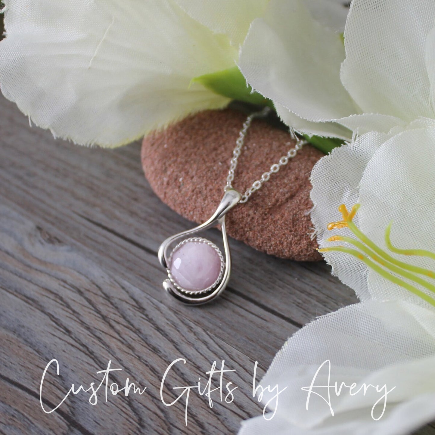 Kunzite and Sterling Silver Necklace