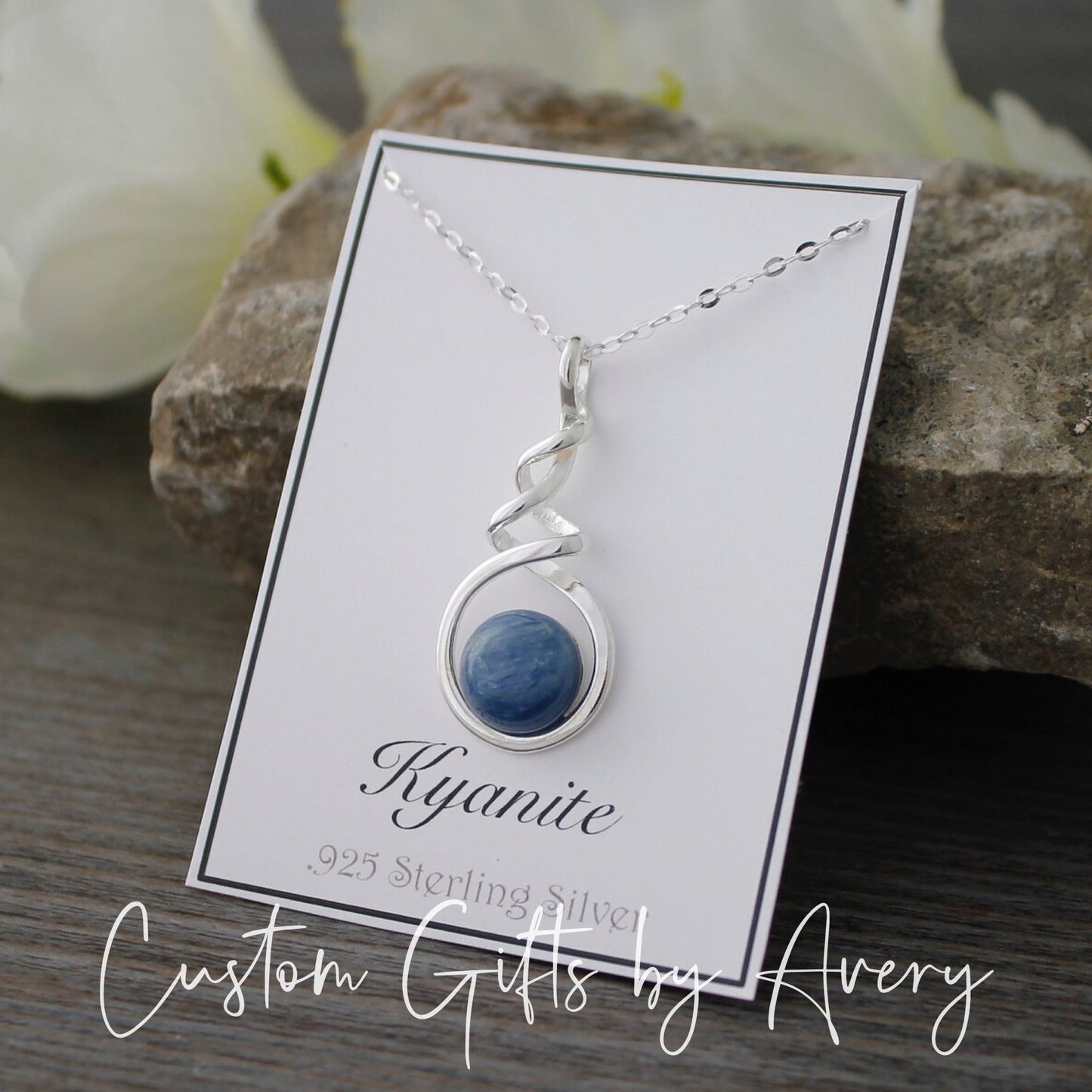 Twisted Sterling Silver & Kyanite Necklace