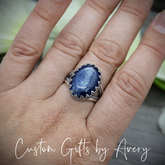 Oxidized Sterling Silver & Kyanite Ring