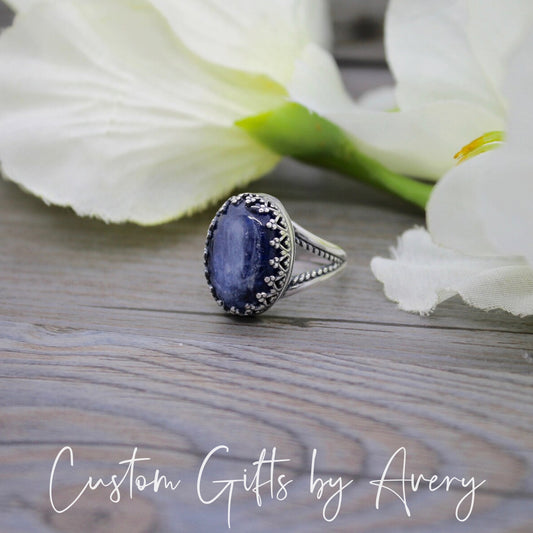 Oxidized Sterling Silver & Kyanite Ring