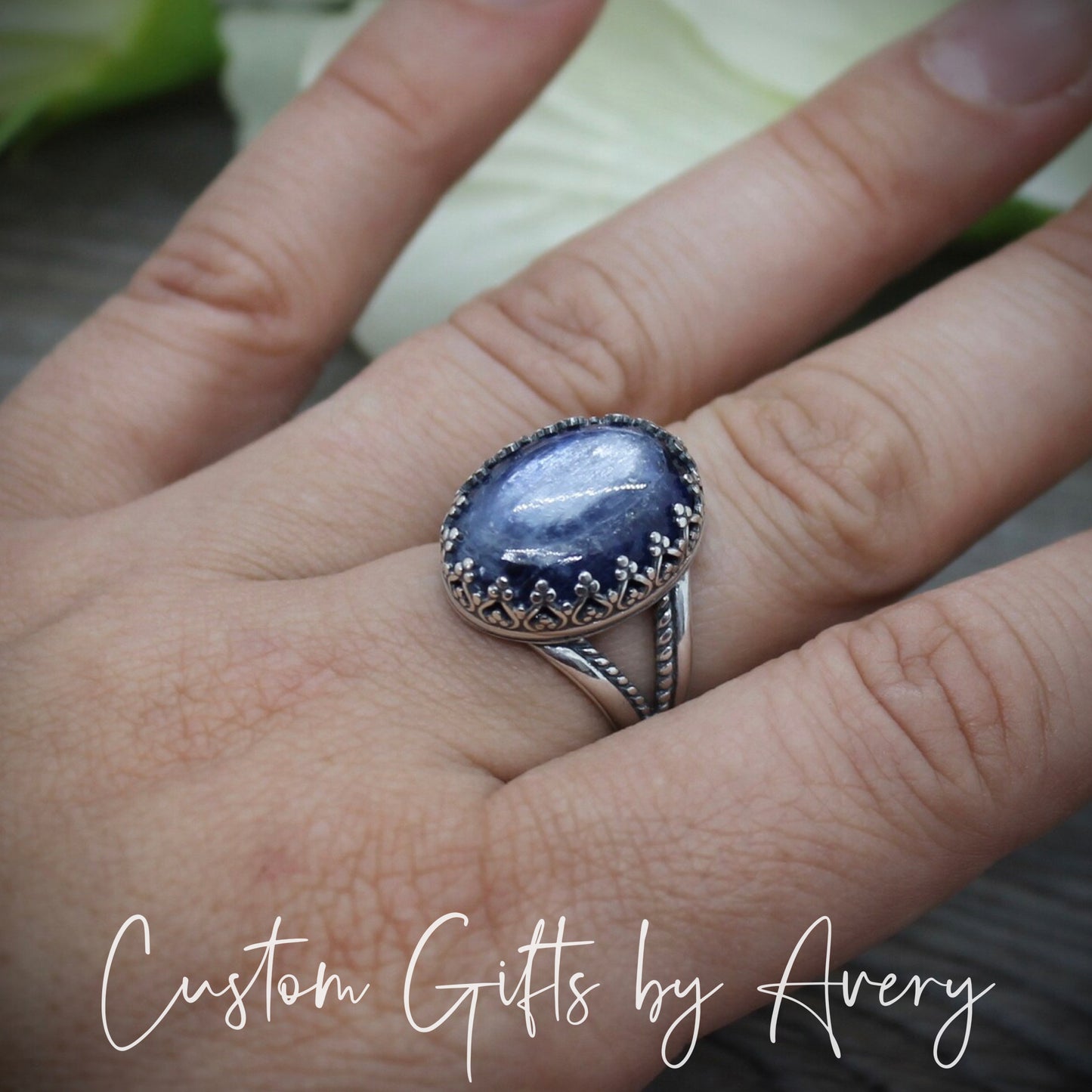 Oxidized Sterling Silver & Kyanite Ring