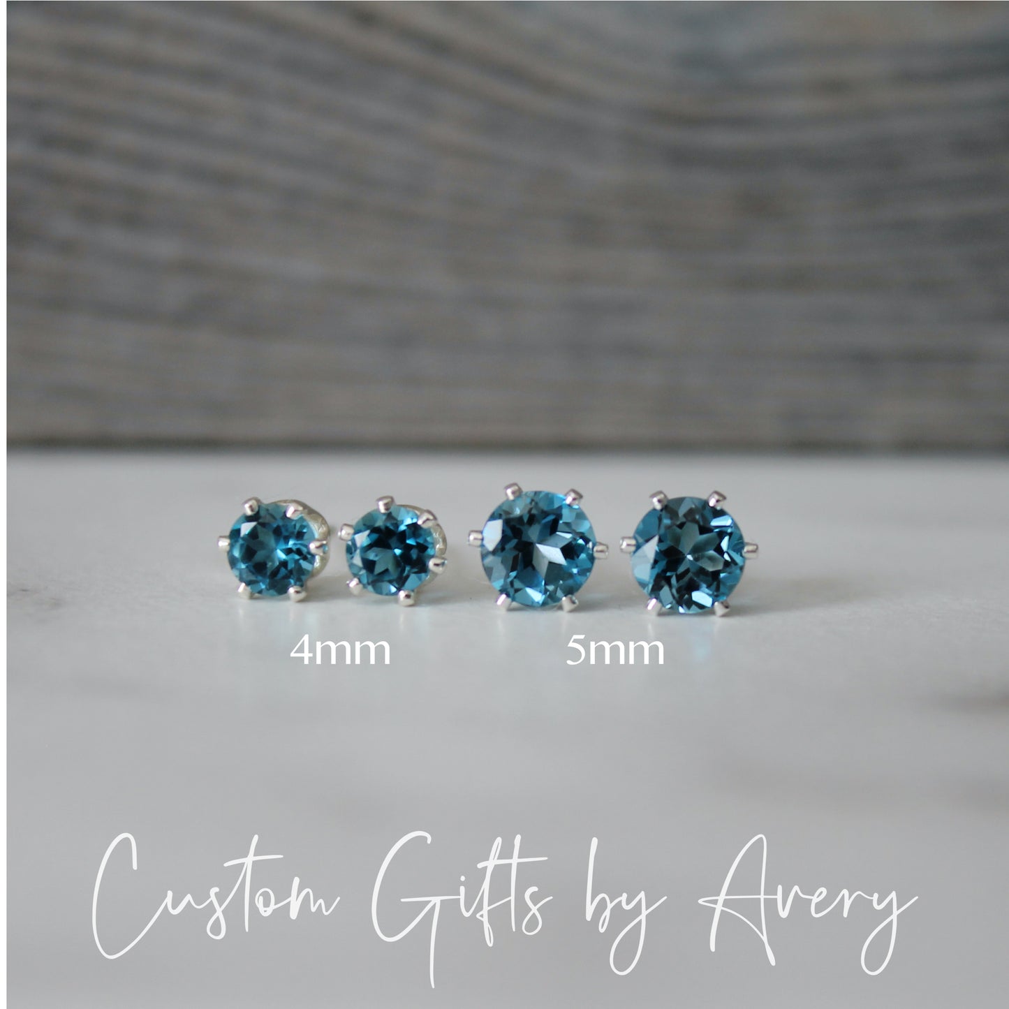 Tiny Sterling Silver & Genuine London Blue Topaz Studs