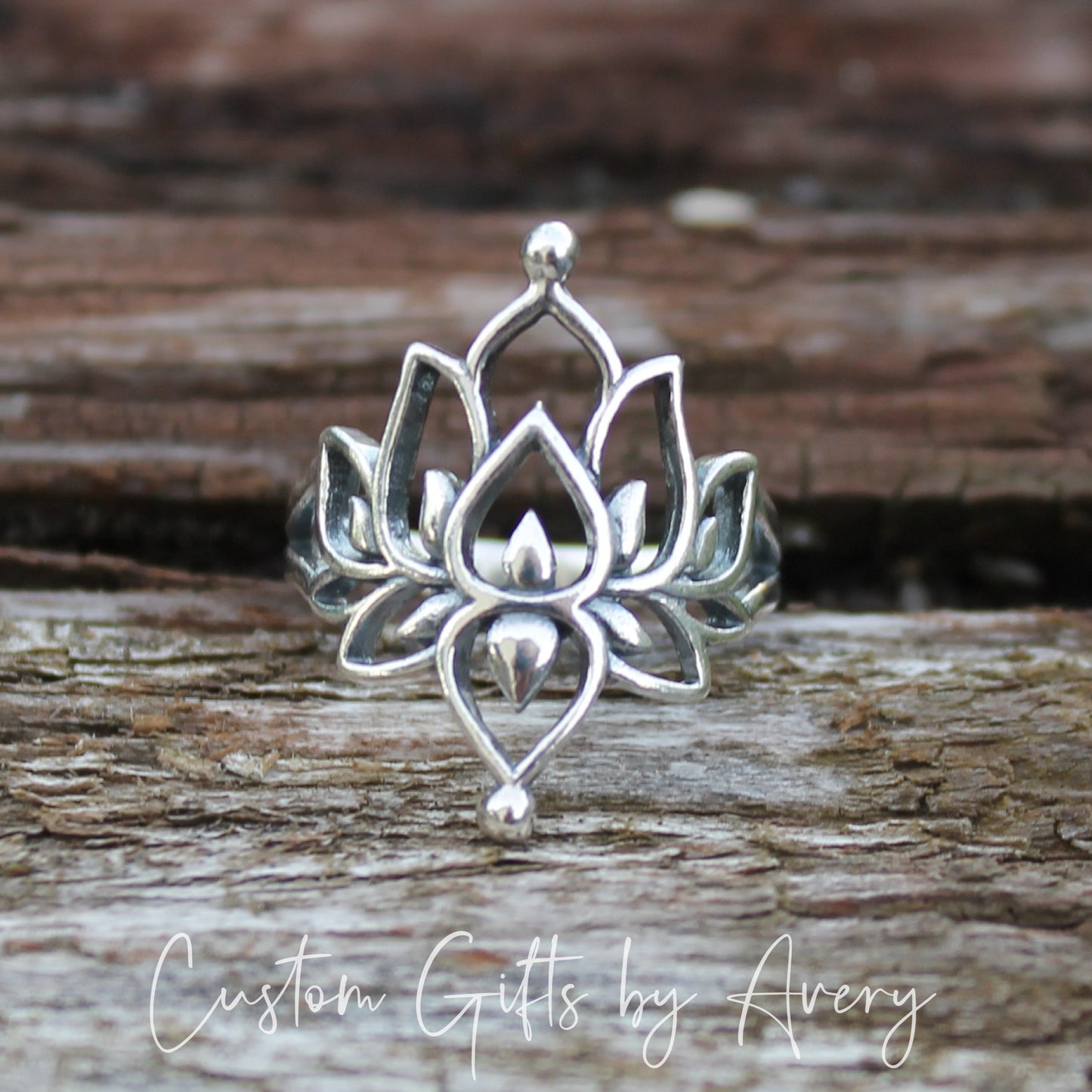 Large Sterling Silver Lotus Ring