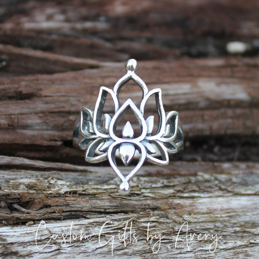 Large Sterling Silver Lotus Ring