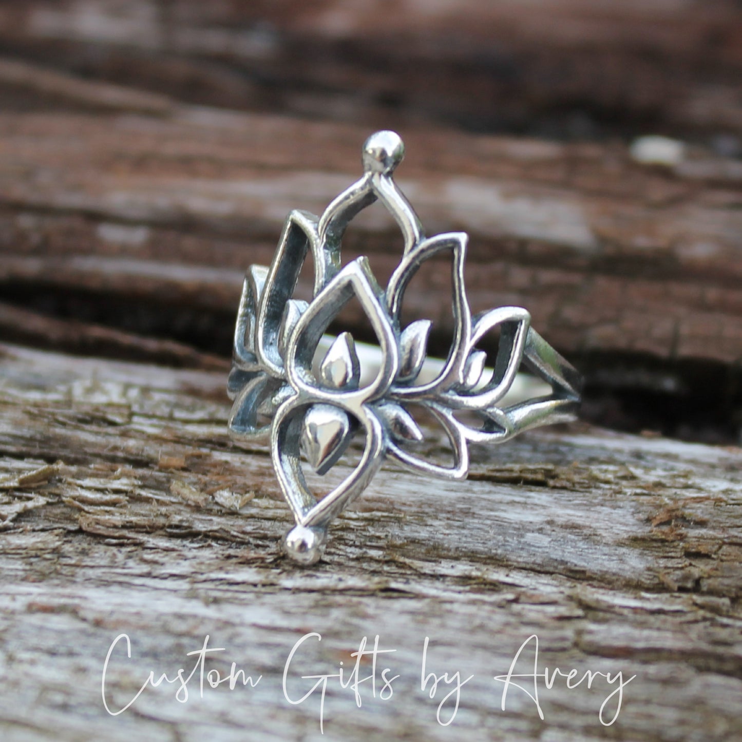 Large Sterling Silver Lotus Ring