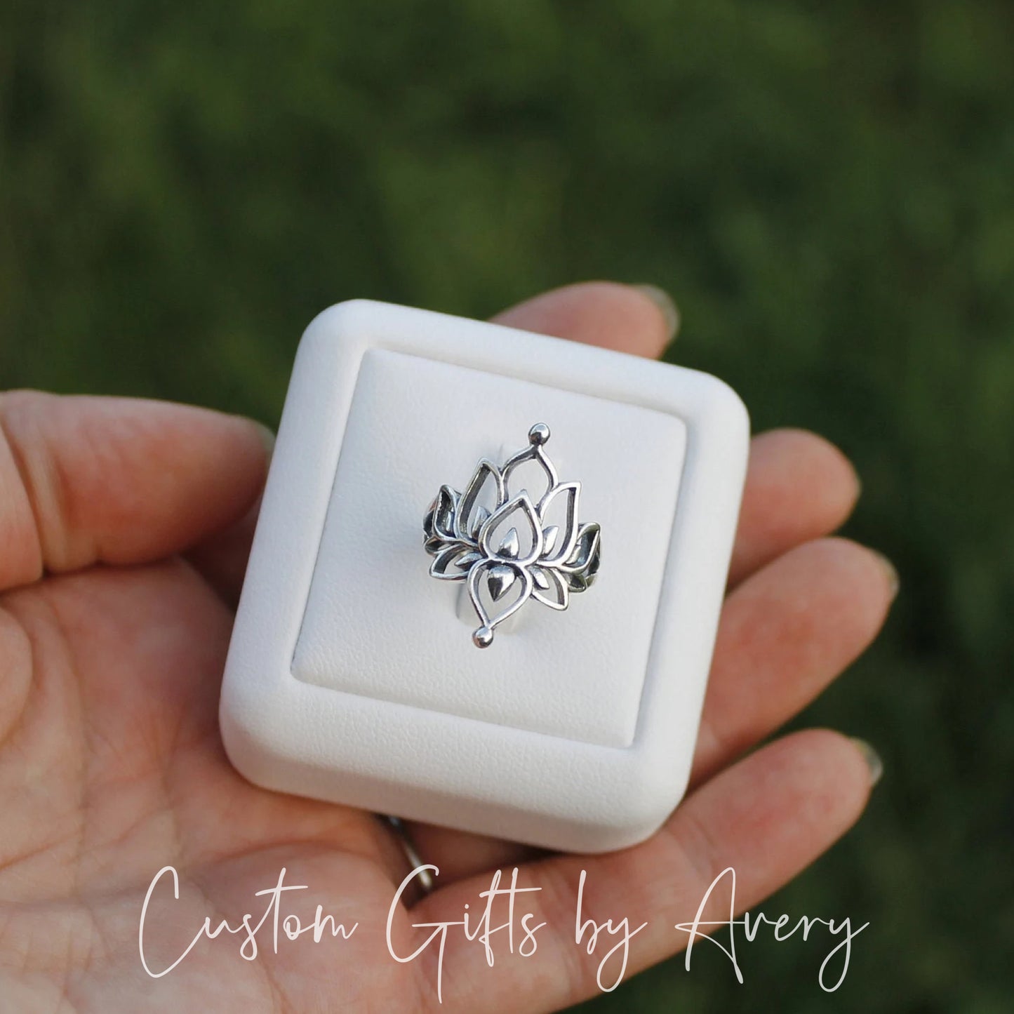 Large Sterling Silver Lotus Ring