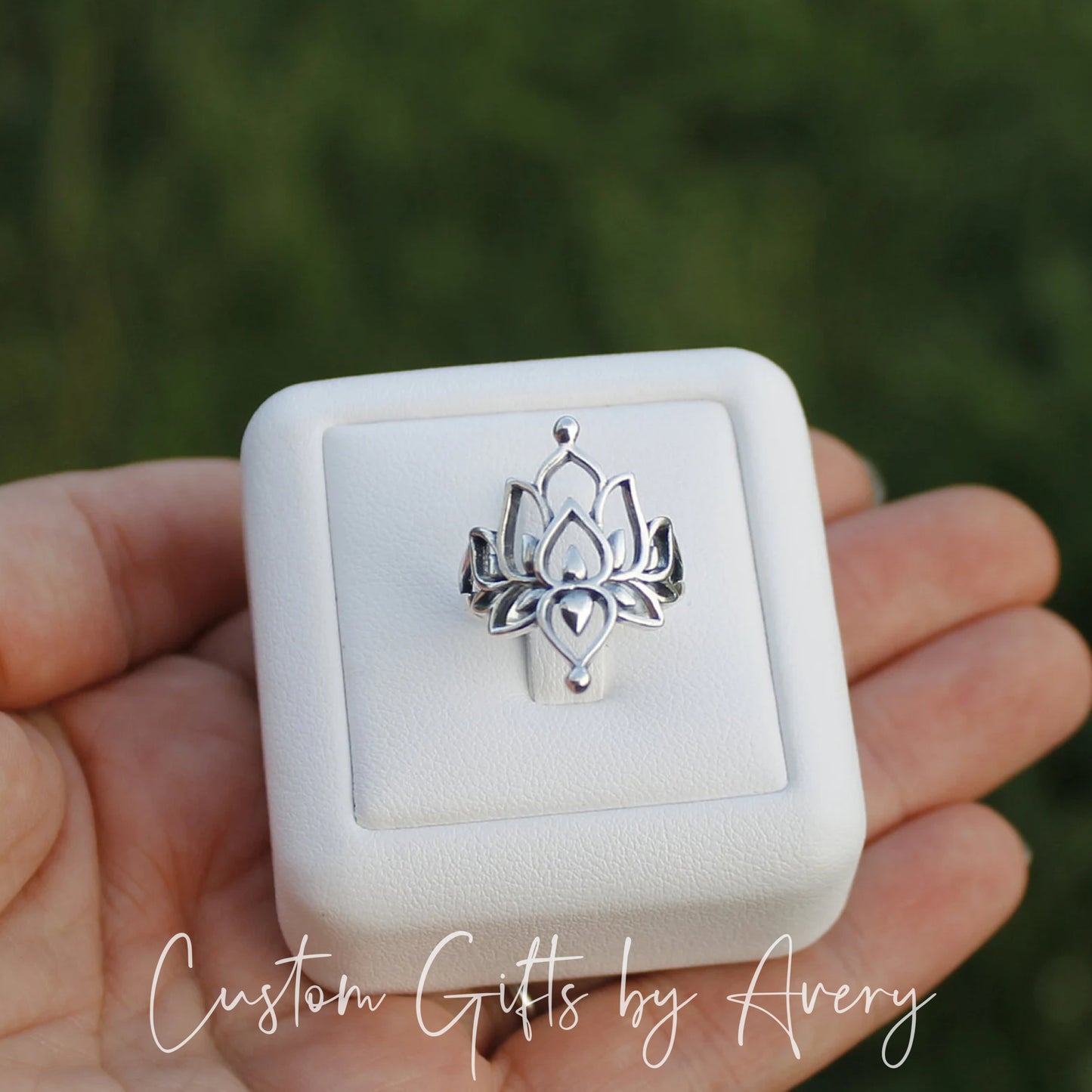 Large Sterling Silver Lotus Ring