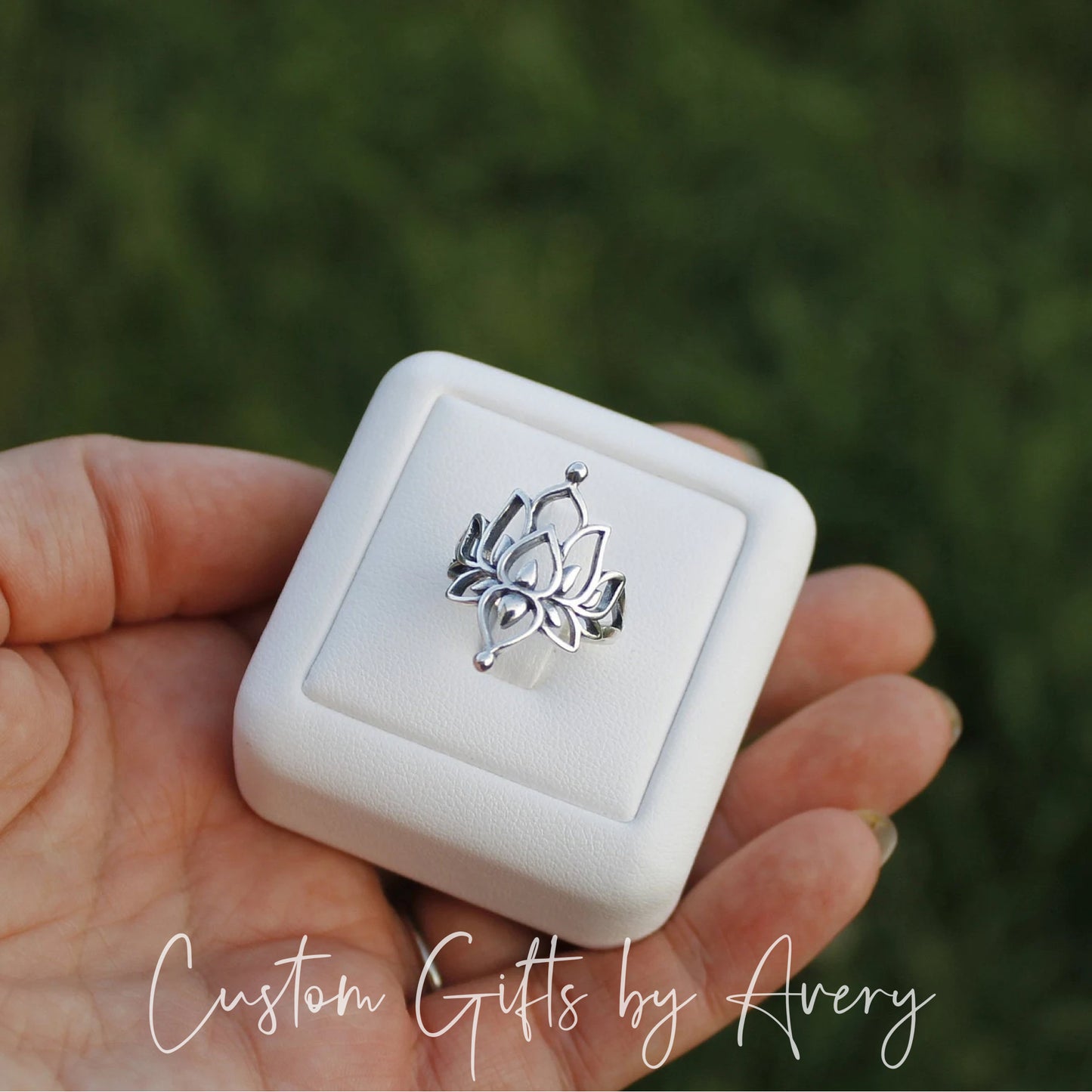 Large Sterling Silver Lotus Ring