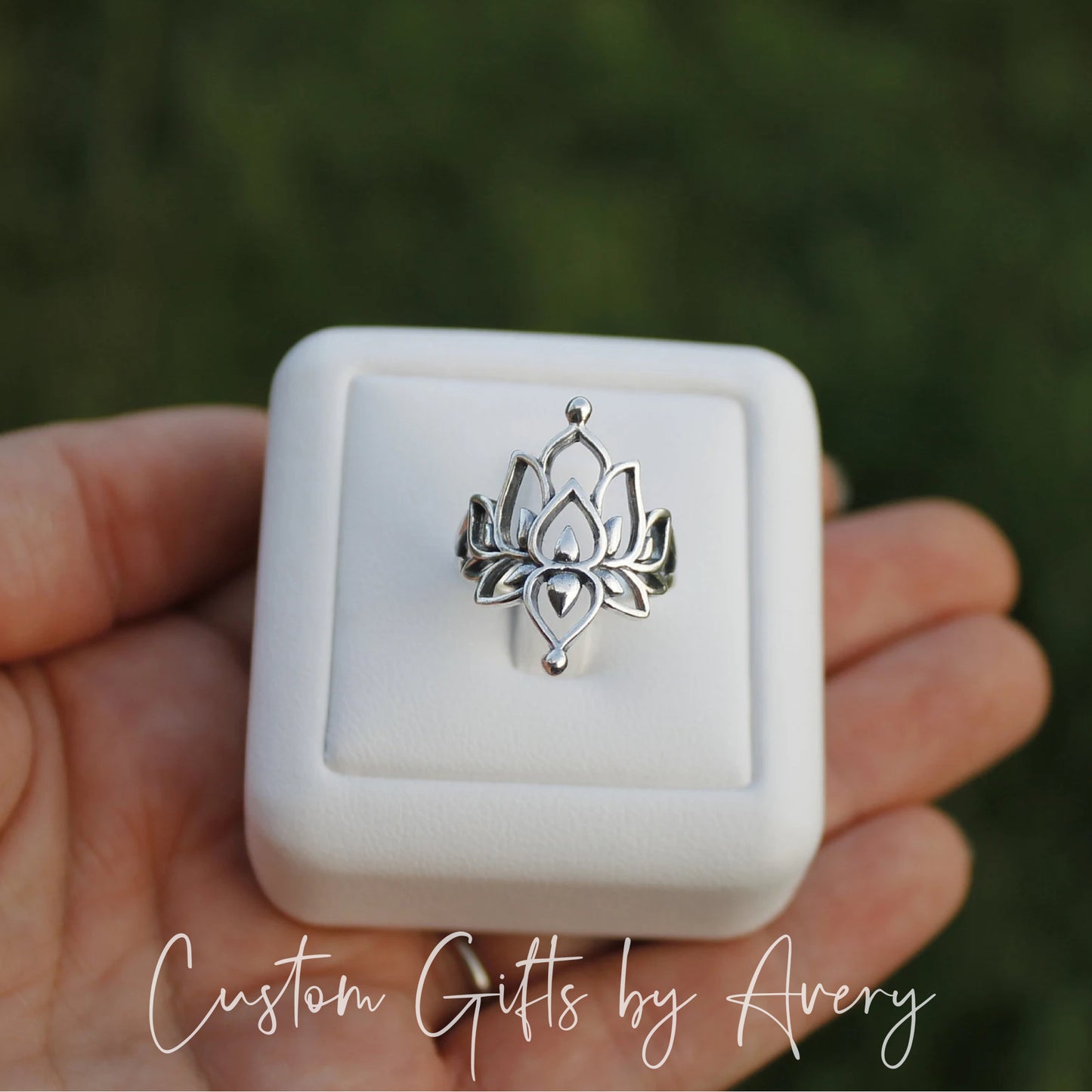 Large Sterling Silver Lotus Ring