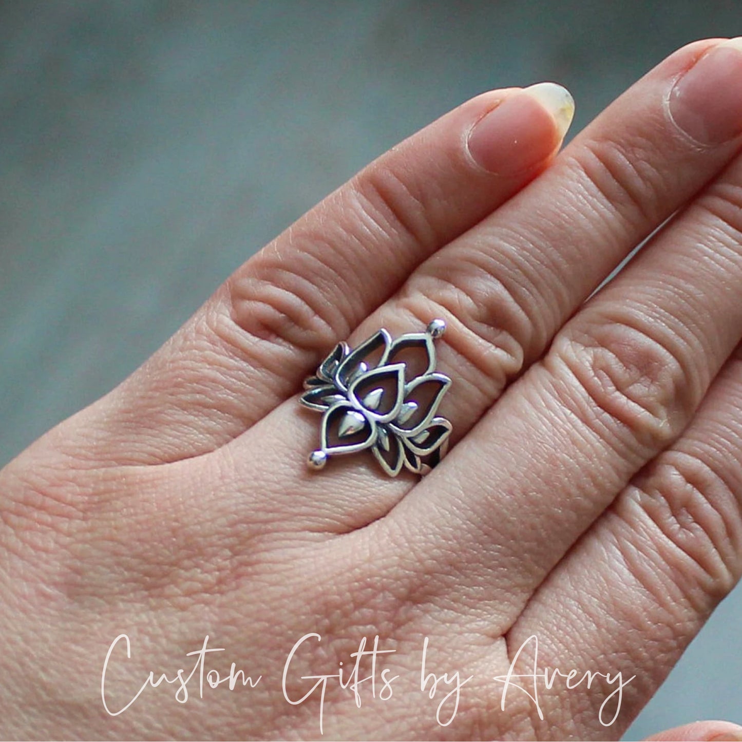 Large Sterling Silver Lotus Ring