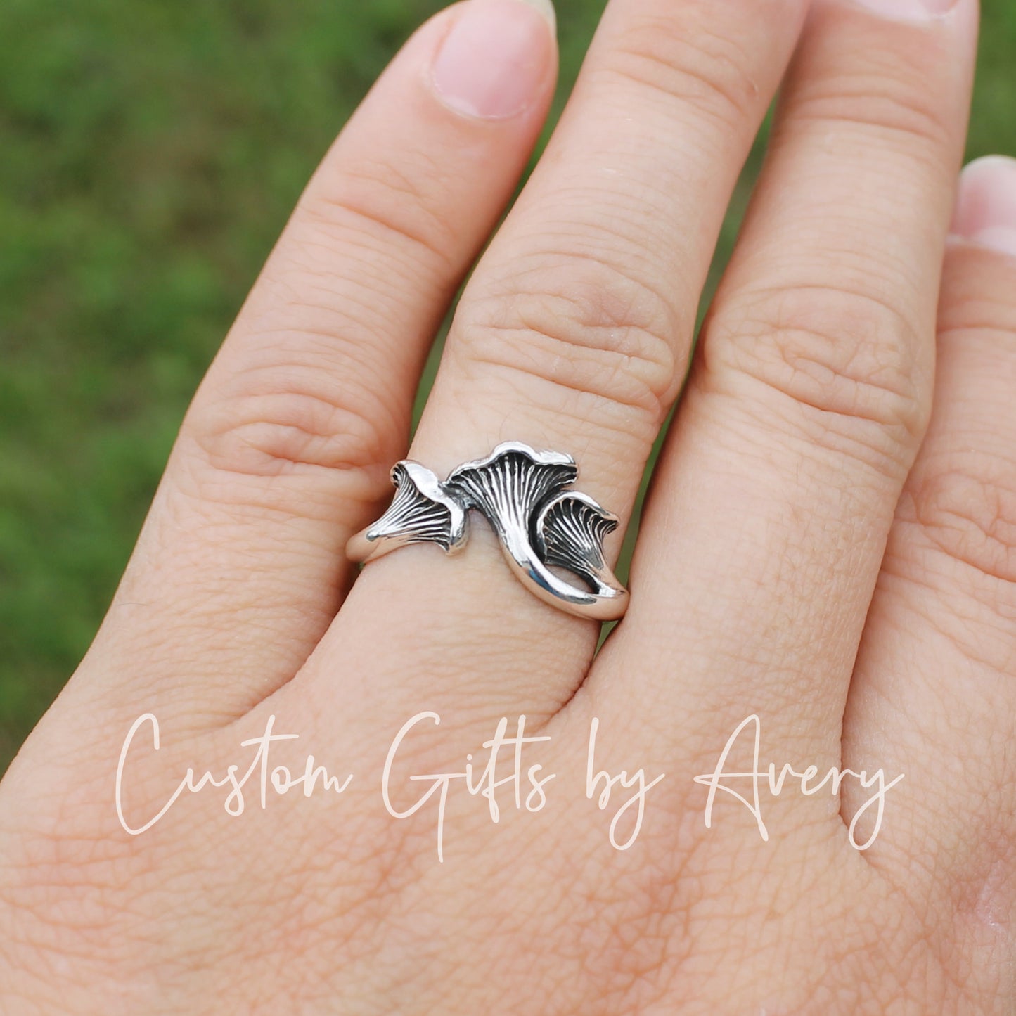 Sterling Silver Chanterelle Mushroom Ring