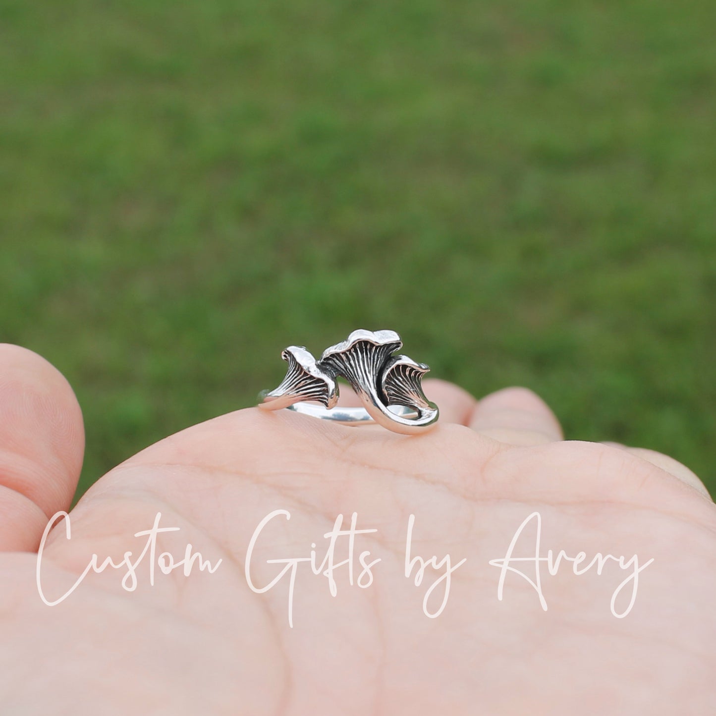 Sterling Silver Chanterelle Mushroom Ring