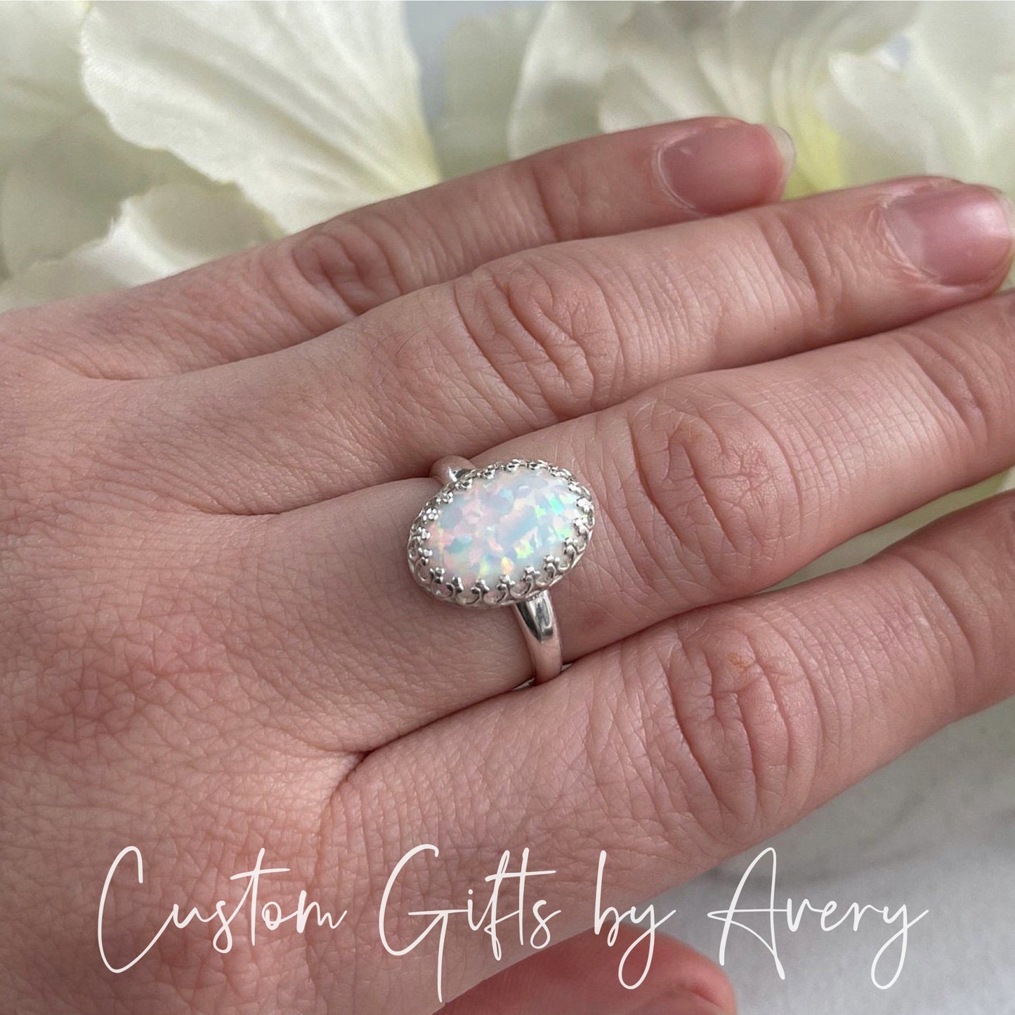 Sterling Silver Victorian Style Opal Ring