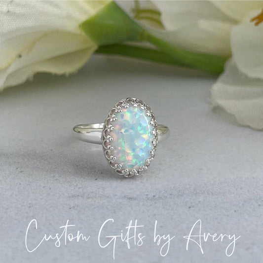 Sterling Silver Victorian Style Opal Ring