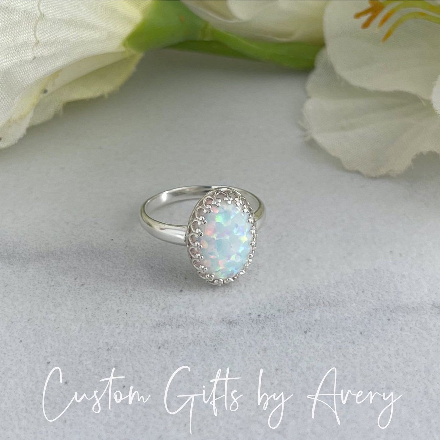 Sterling Silver Victorian Style Opal Ring