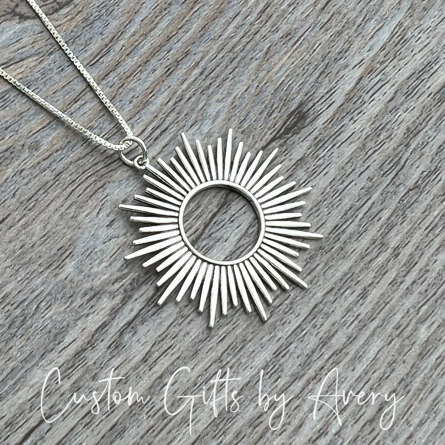 Large Sterling Silver Sun Burst Necklace