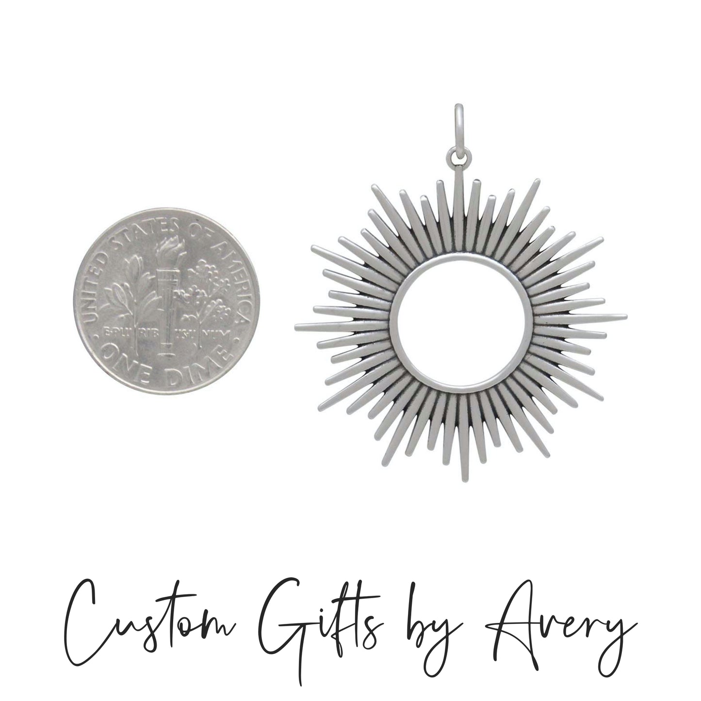 Large Sterling Silver Sun Burst Necklace