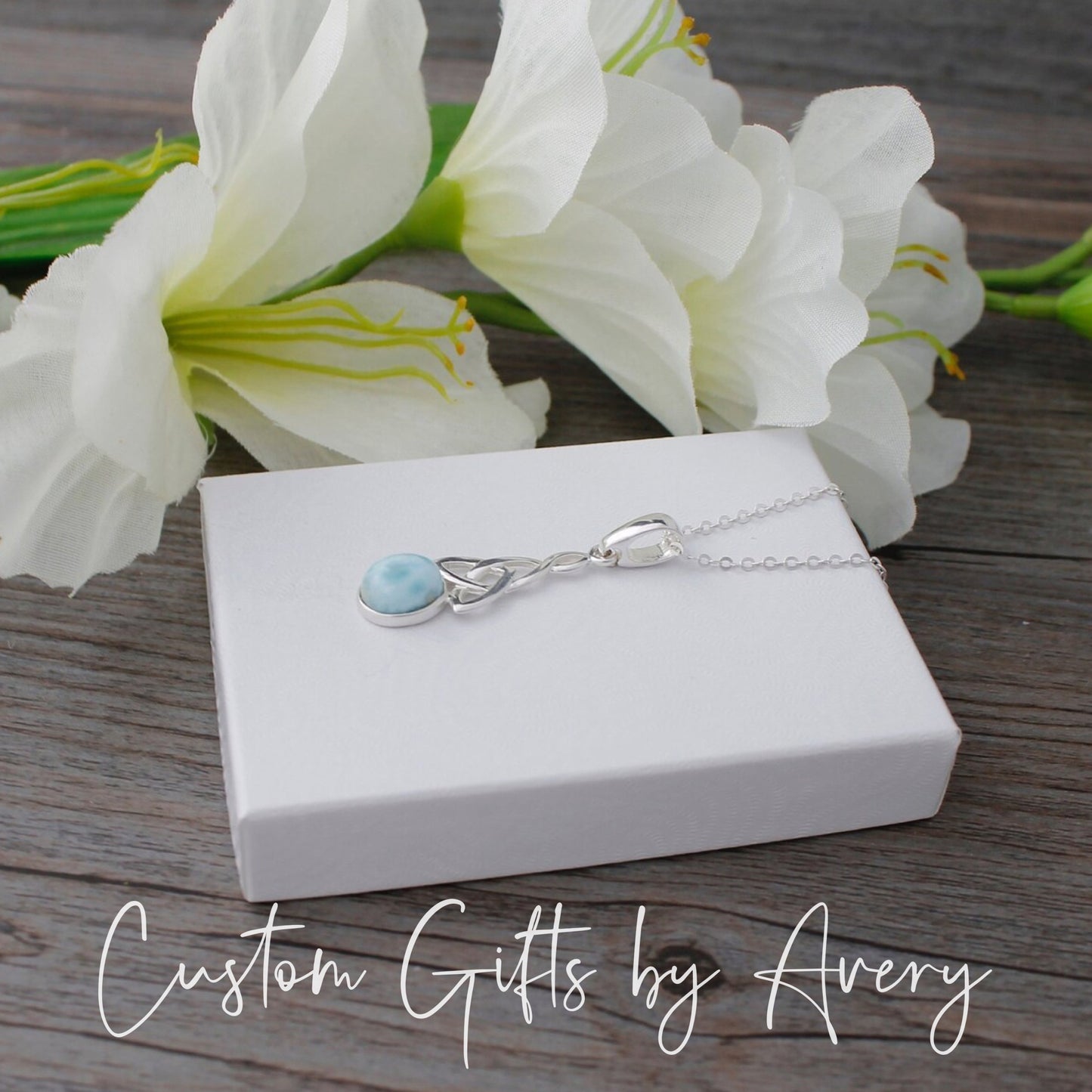 Sterling Silver Celtic Larimar Necklace