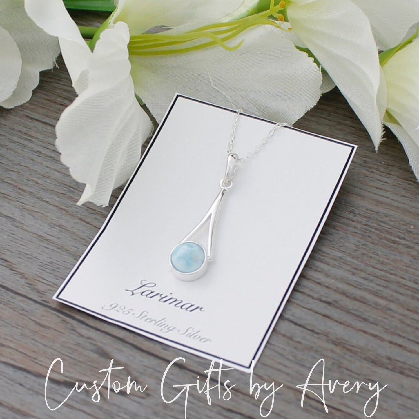 Sterling Silver & Dominican Larimar Necklace