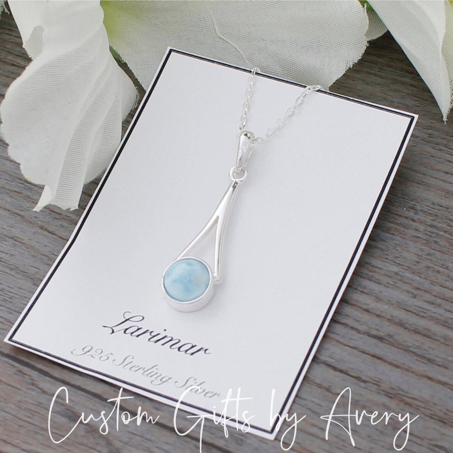 Sterling Silver & Dominican Larimar Necklace