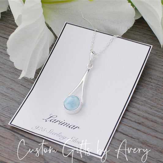 Sterling Silver & Dominican Larimar Necklace