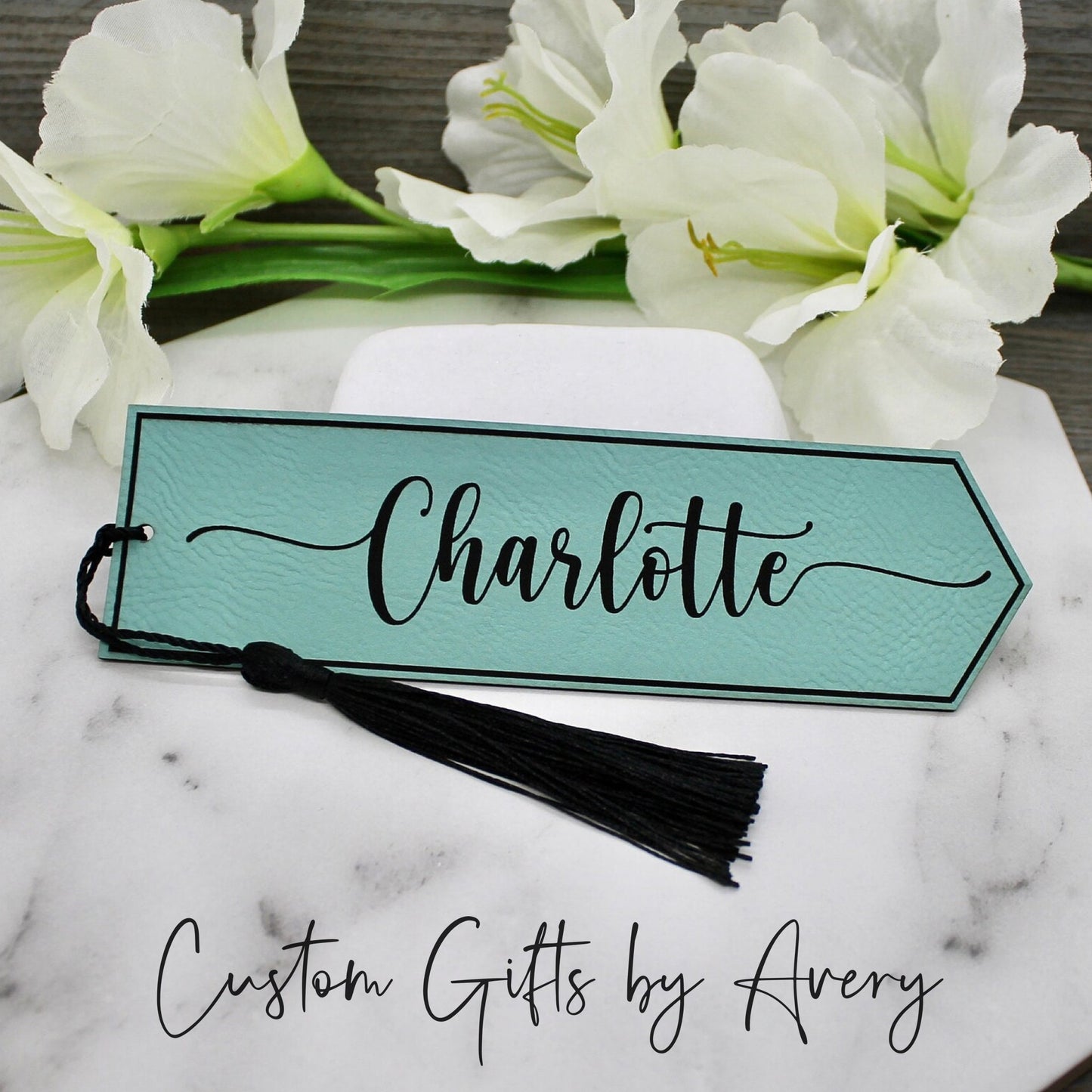 Personalized Leatherette Bookmark ~ Block or Scripted Name