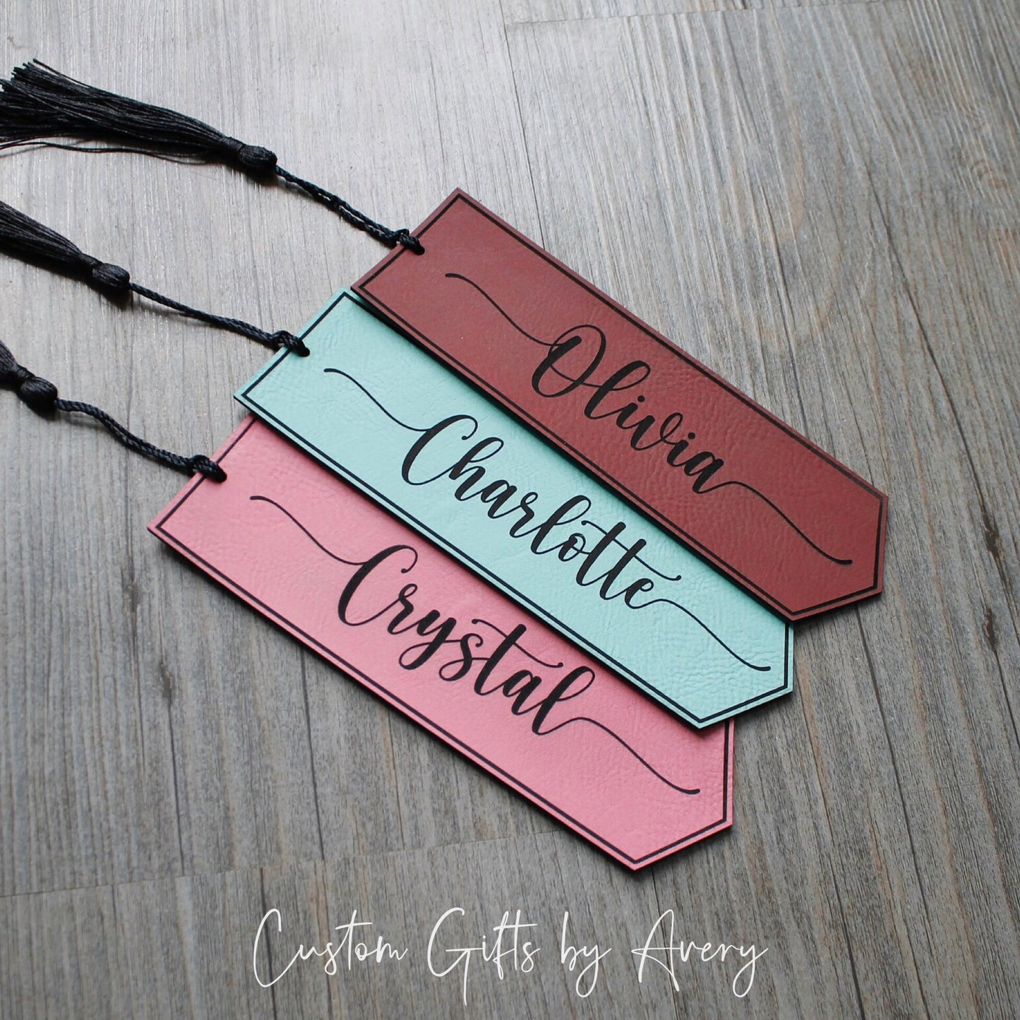 Personalized Leatherette Bookmark ~ Block or Scripted Name