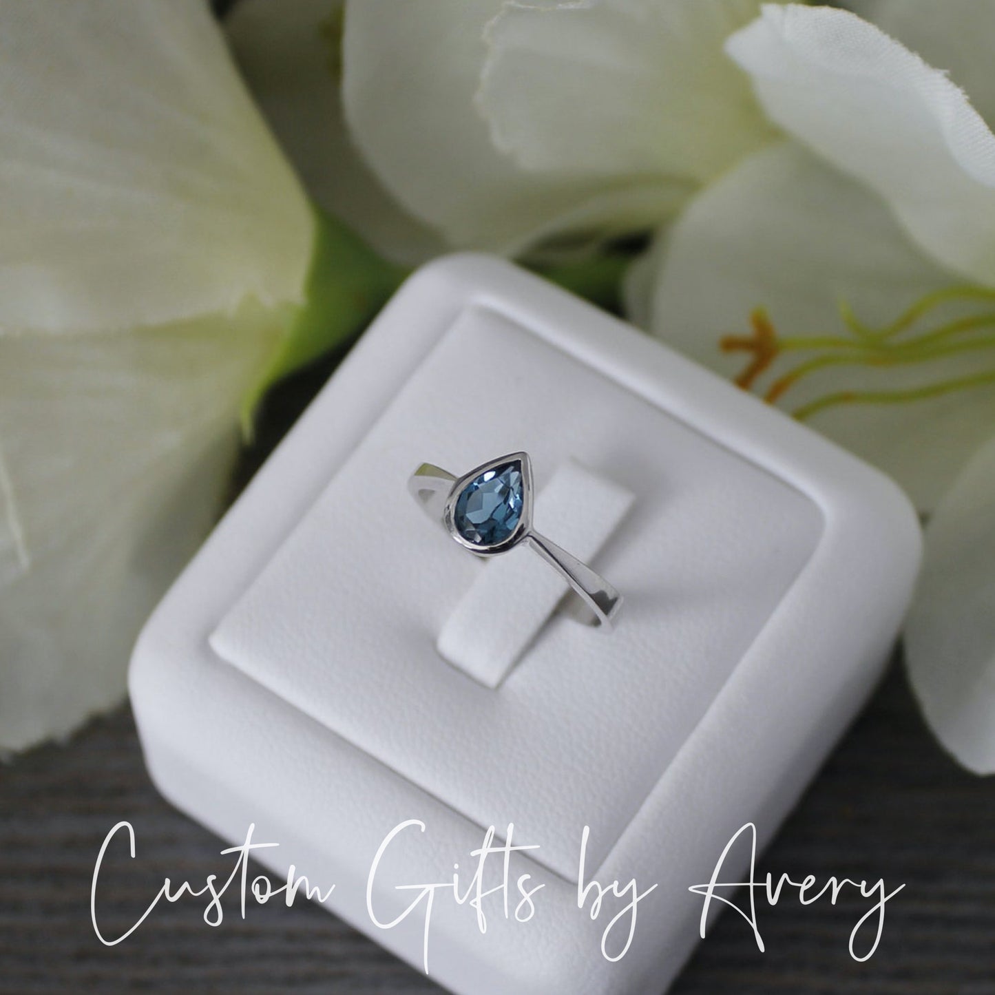 Pear Shaped Sterling Silver & London Blue Topaz Ring