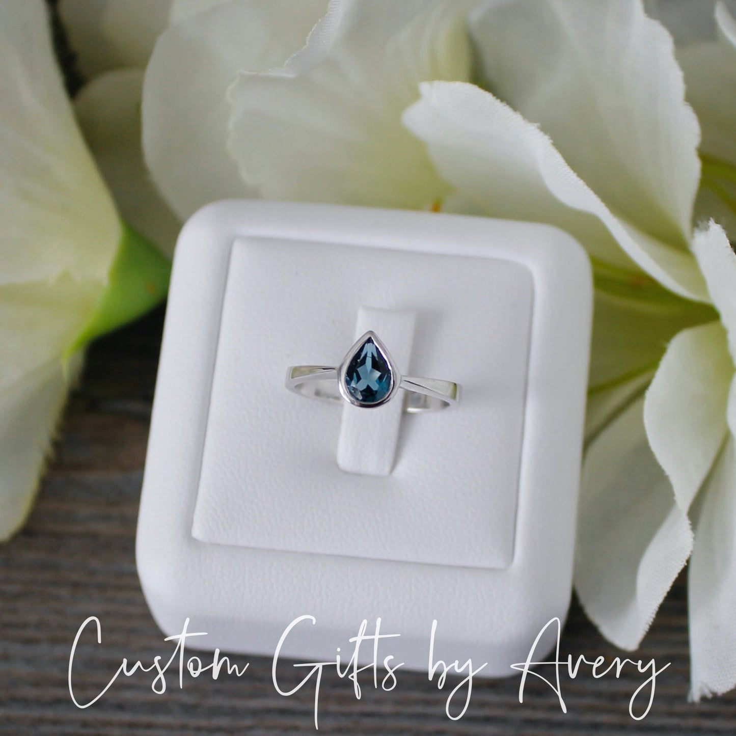 Pear Shaped Sterling Silver & London Blue Topaz Ring