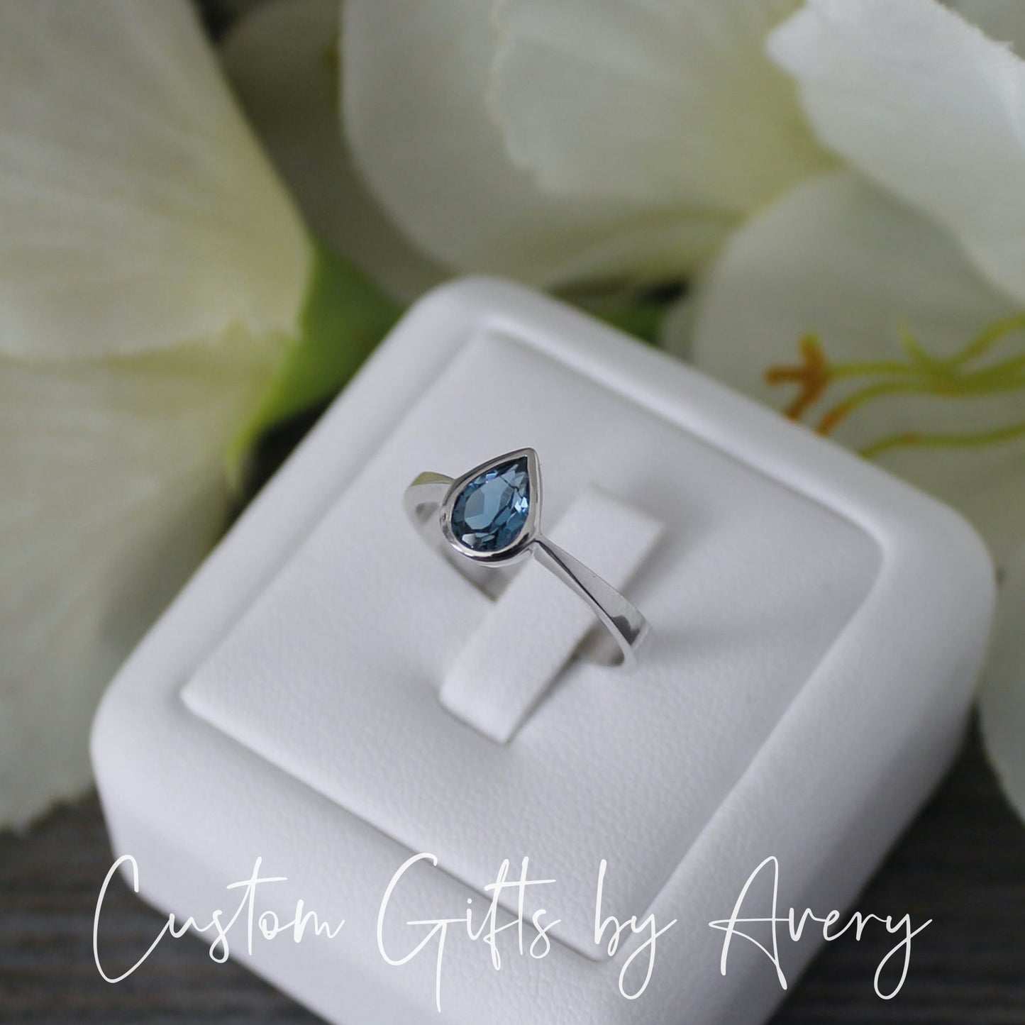 Pear Shaped Sterling Silver & London Blue Topaz Ring