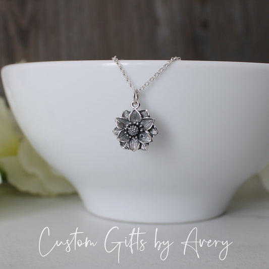 Small Sterling Silver Lotus Blossom Necklace