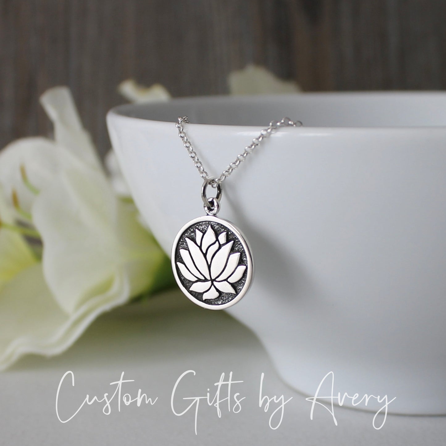 Sterling Silver Lotus Coin Necklace