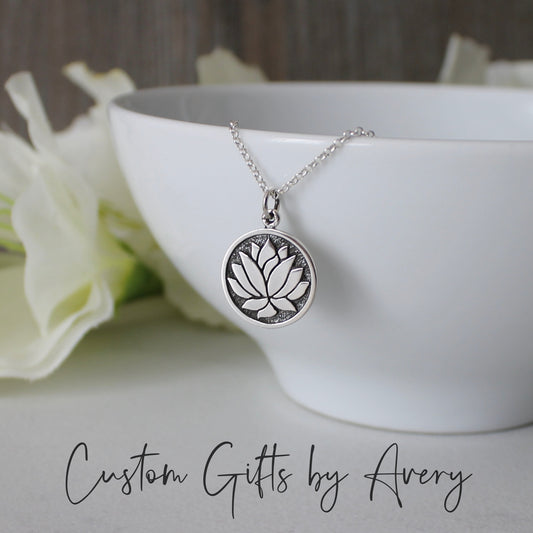 Sterling Silver Lotus Coin Necklace