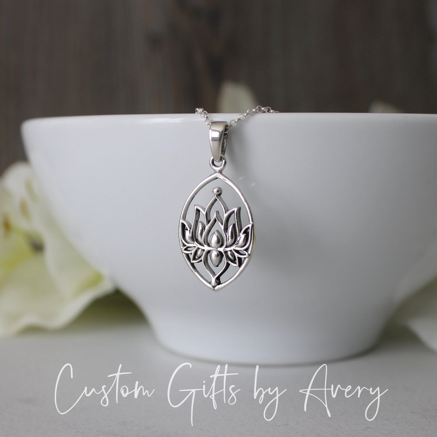 Sterling Silver Marquis Lotus Flower Necklace