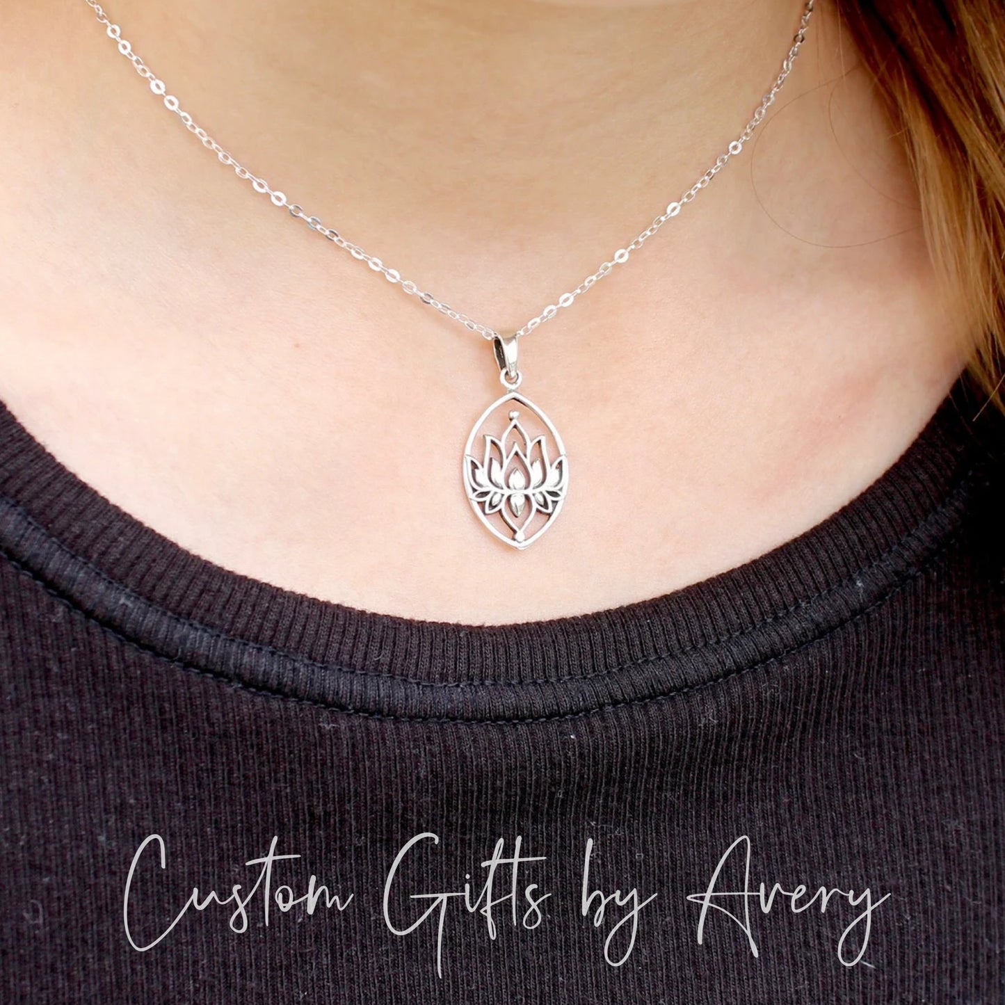 Sterling Silver Marquis Lotus Flower Necklace