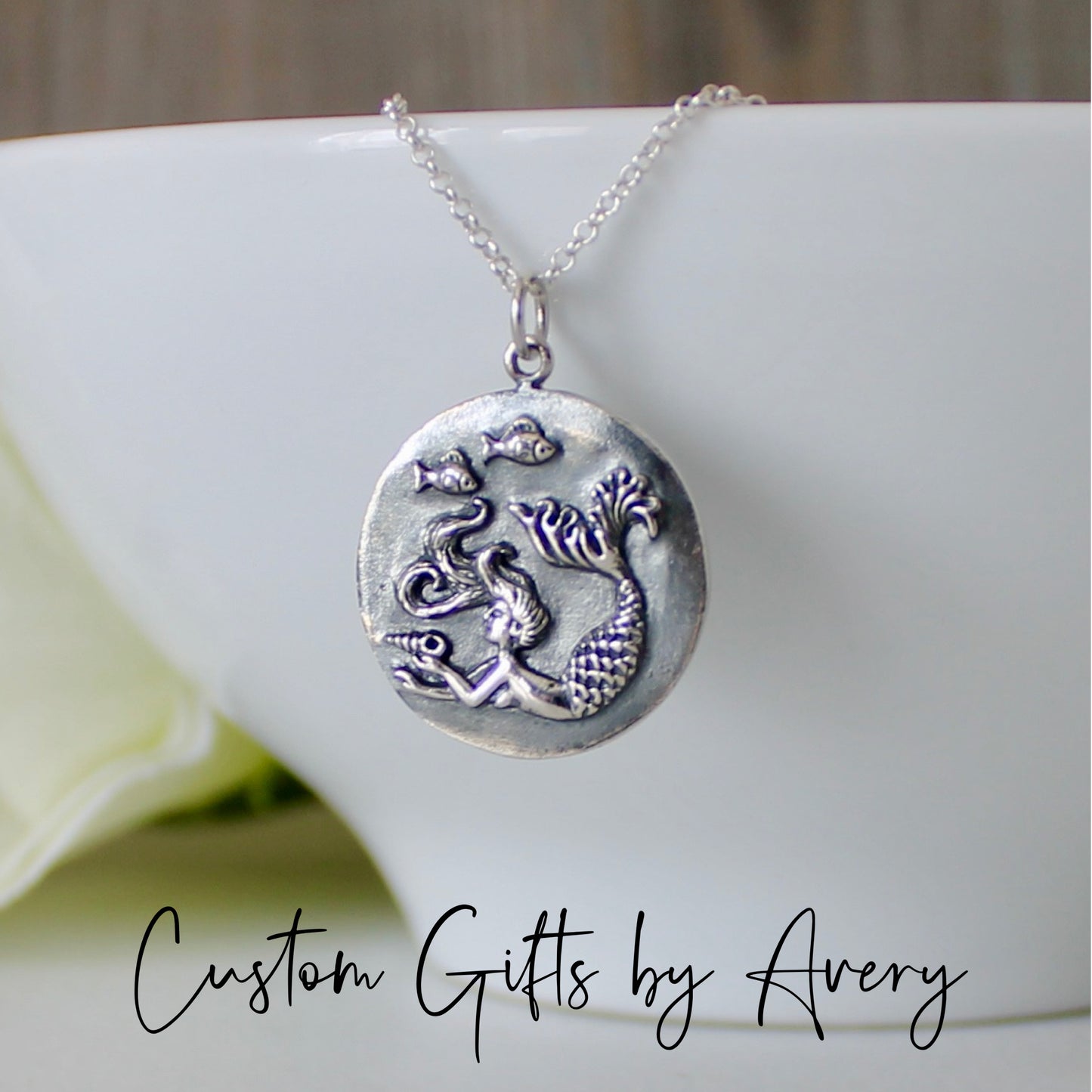 Sterling Silver Mermaid Coin Necklace