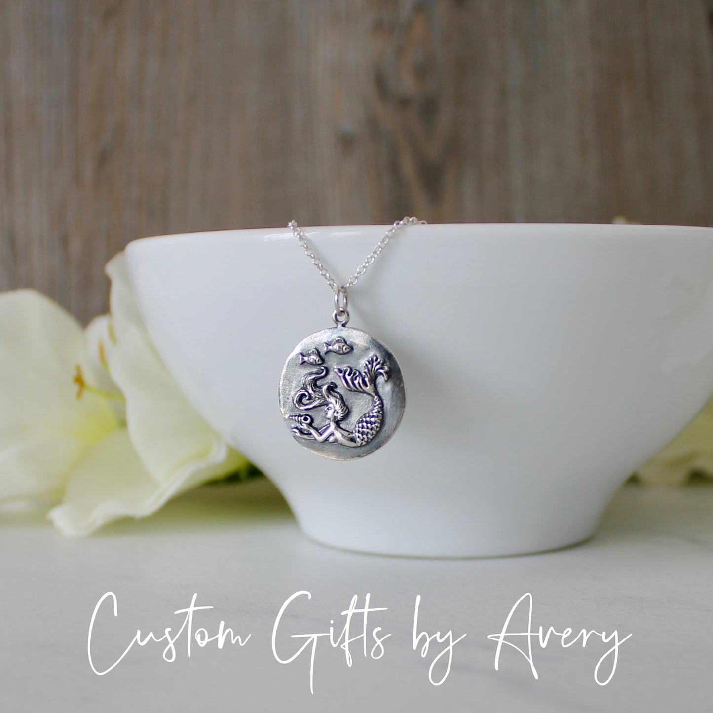 Sterling Silver Mermaid Coin Necklace