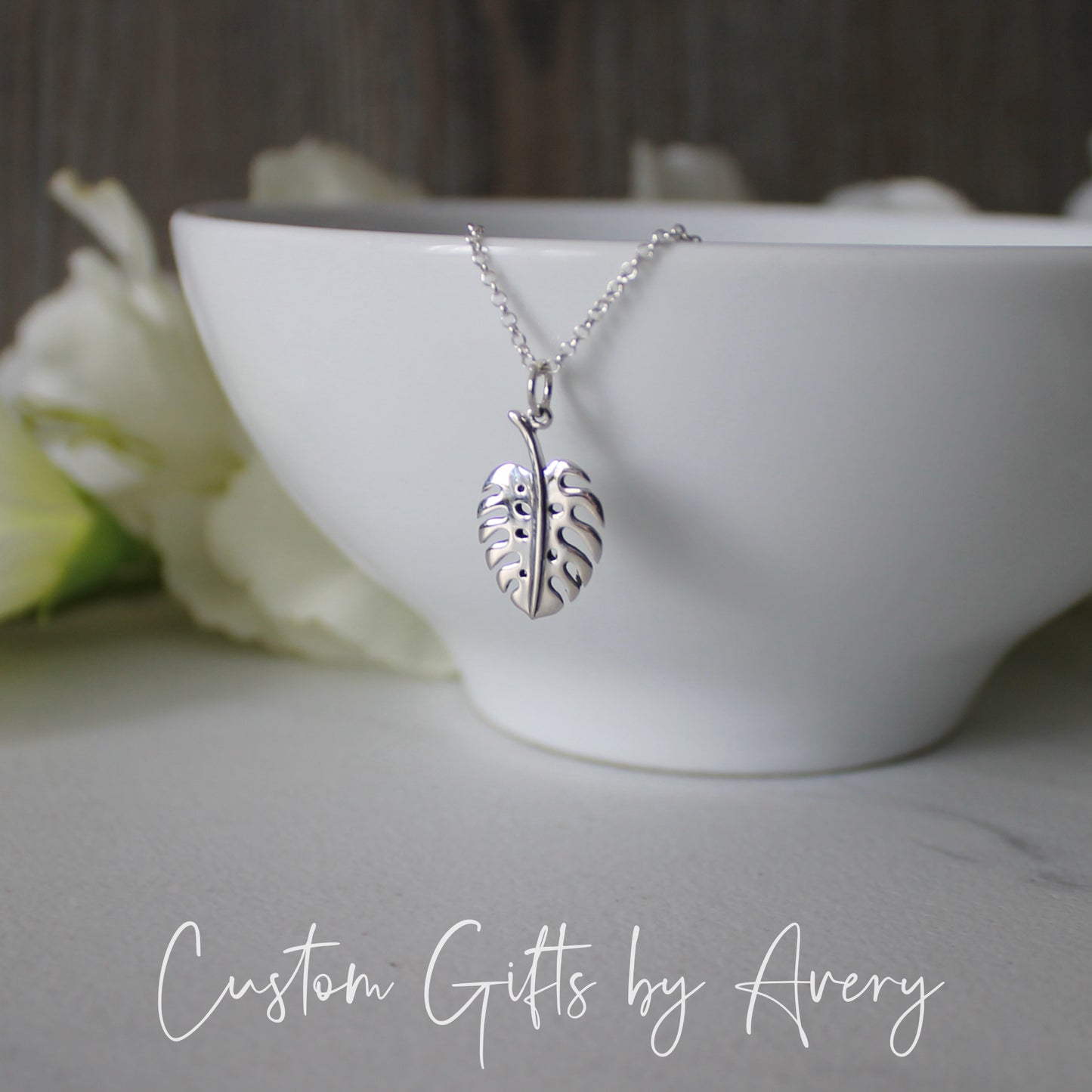 Small Sterling Silver Monstera Leaf Necklace