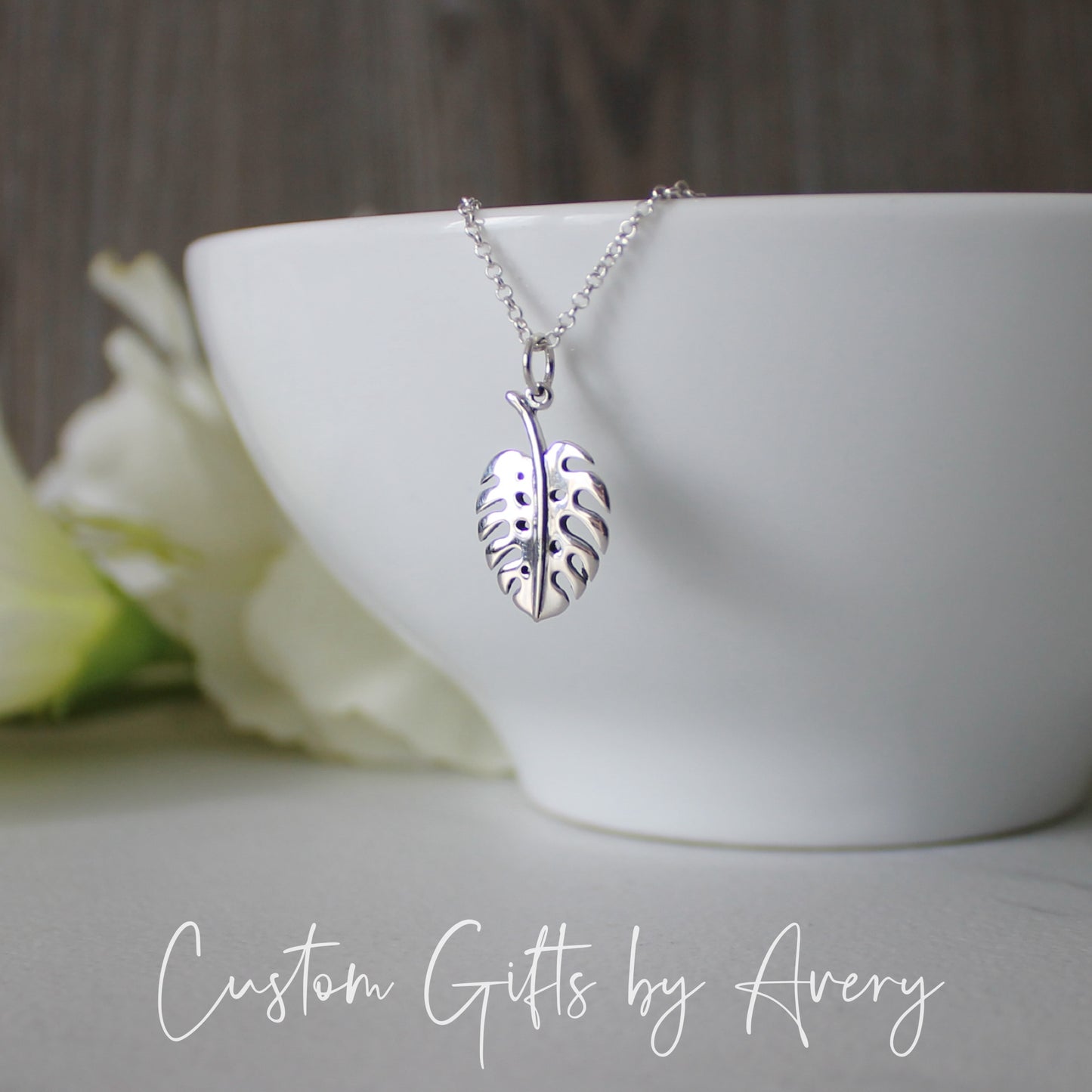 Small Sterling Silver Monstera Leaf Necklace