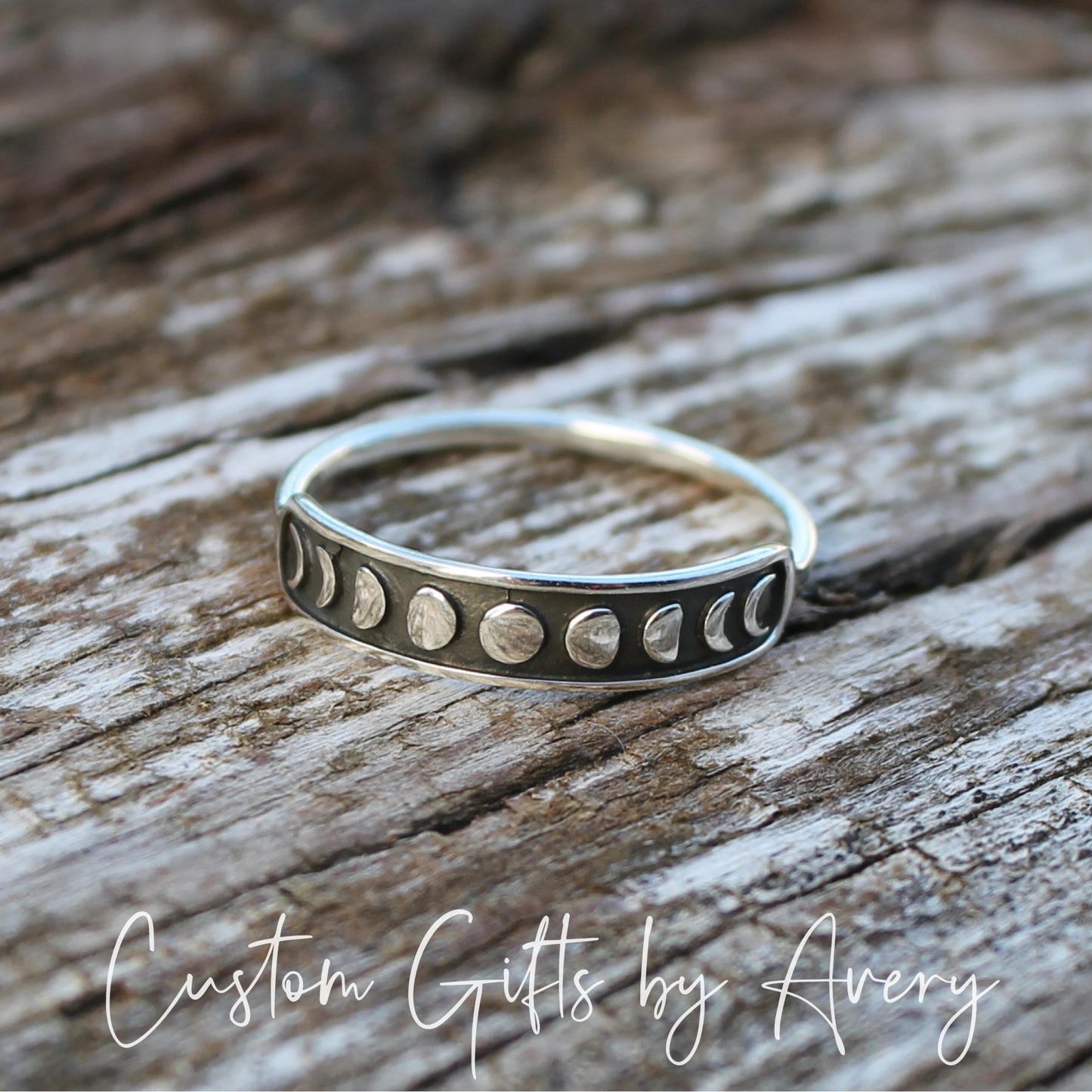 Sterling Silver Moon Phases Stacking Ring