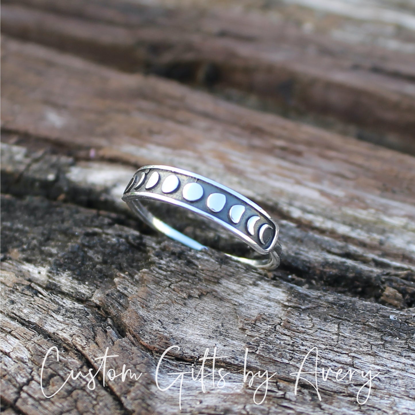 Sterling Silver Moon Phases Stacking Ring